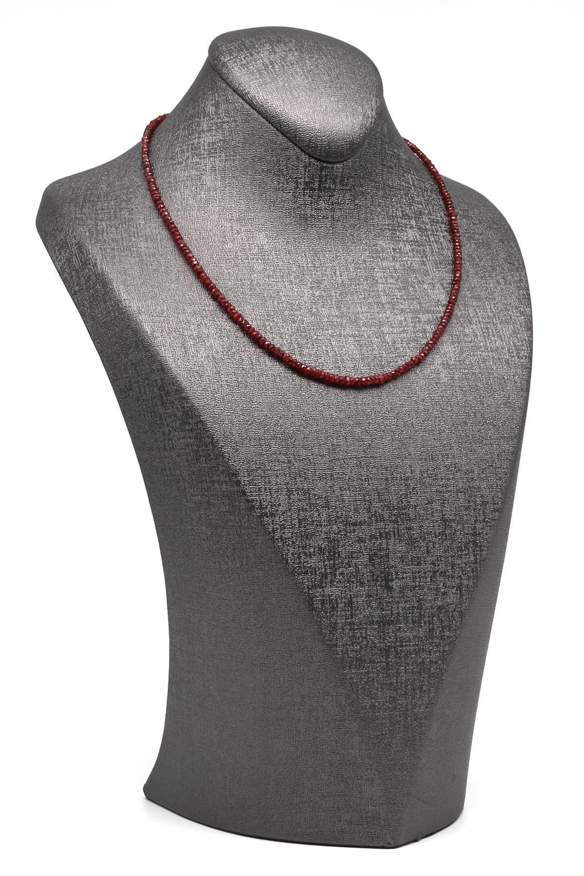 Yakut ( AA Kalite ) Doğal Taş 925 Ayar Gümüş Rondel Kesim Kolye