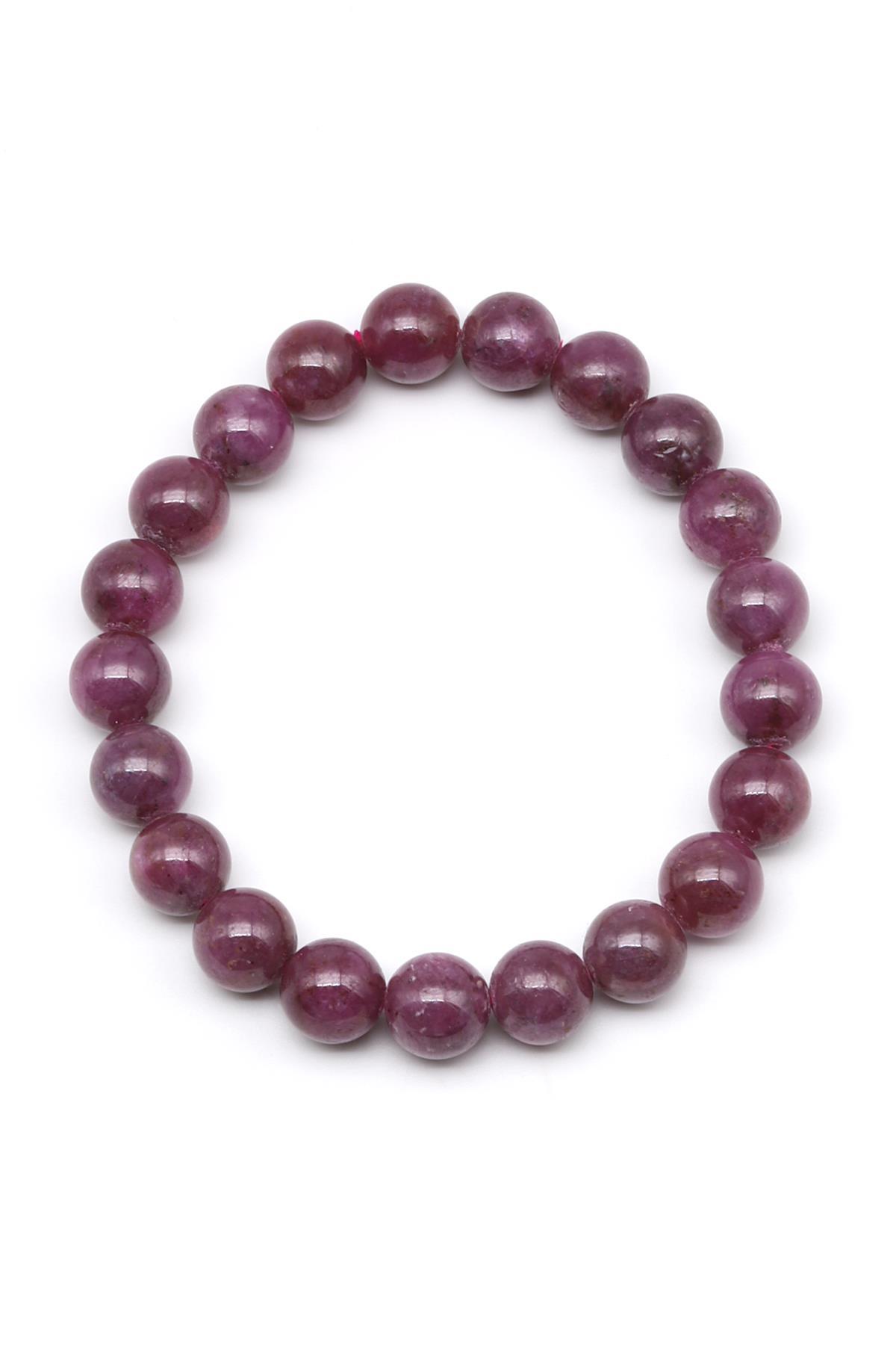 Yakut Doğal Taş Bileklik 9 mm Küre Kesim