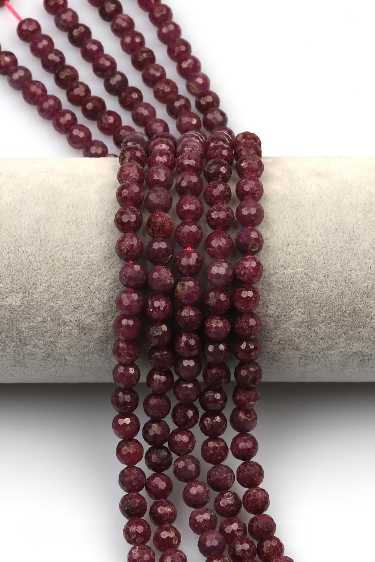Yakut Doğal Taş Dizi 6 mm Fasetli Küre Kesim