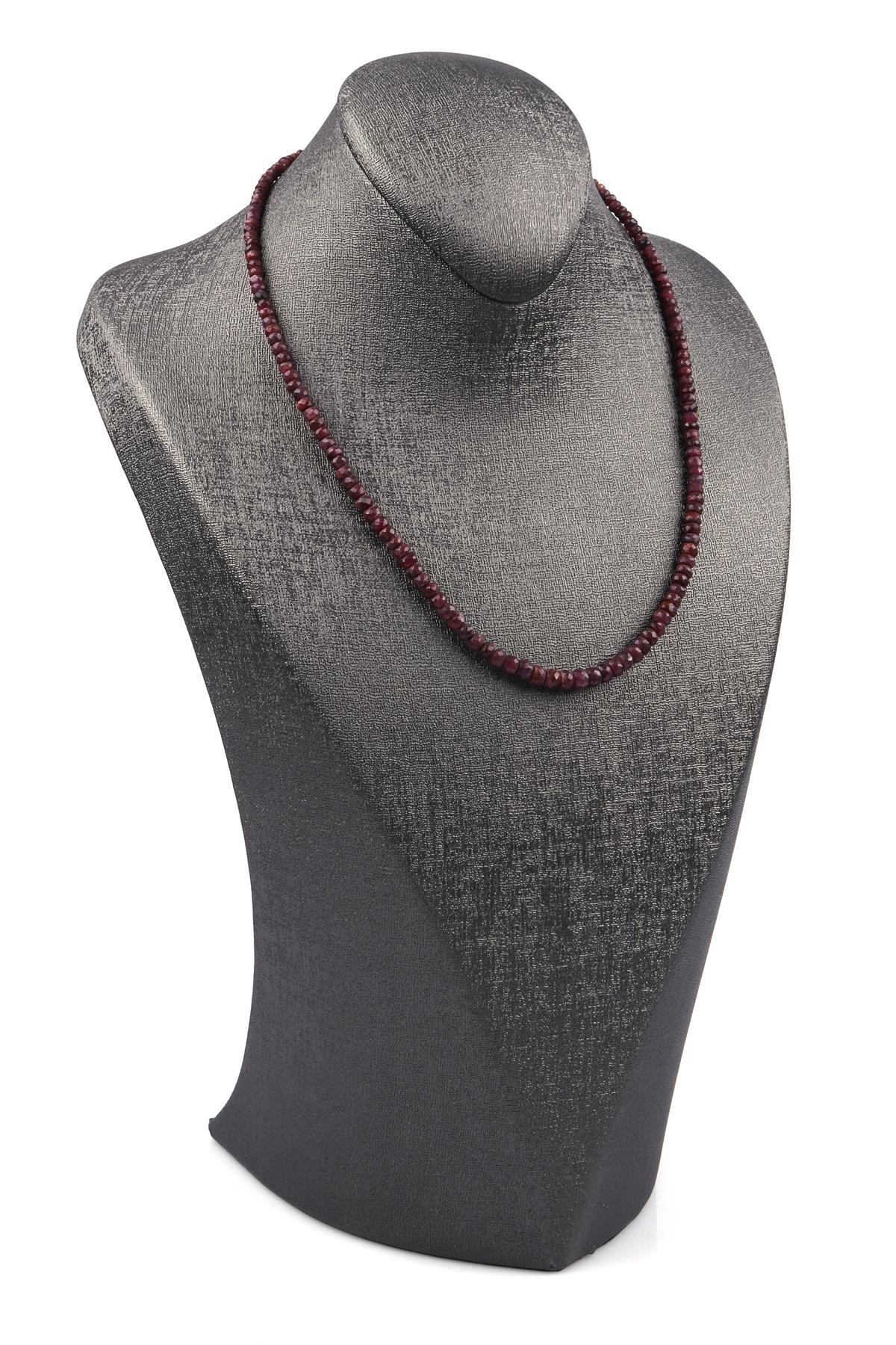 Yakut Doğal Taş Rondel Kesim Kolye