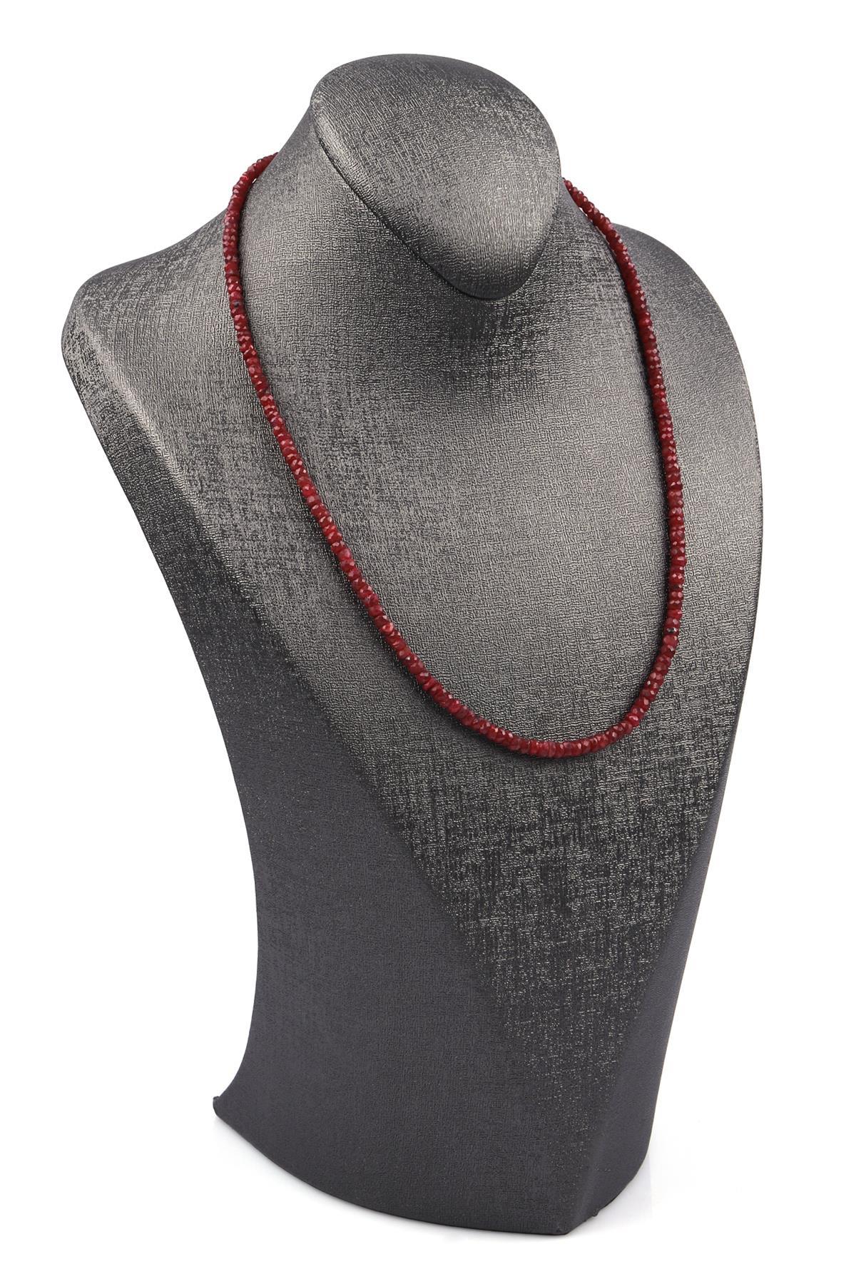 Yakut Doğal Taş Rondel Kesim Kolye