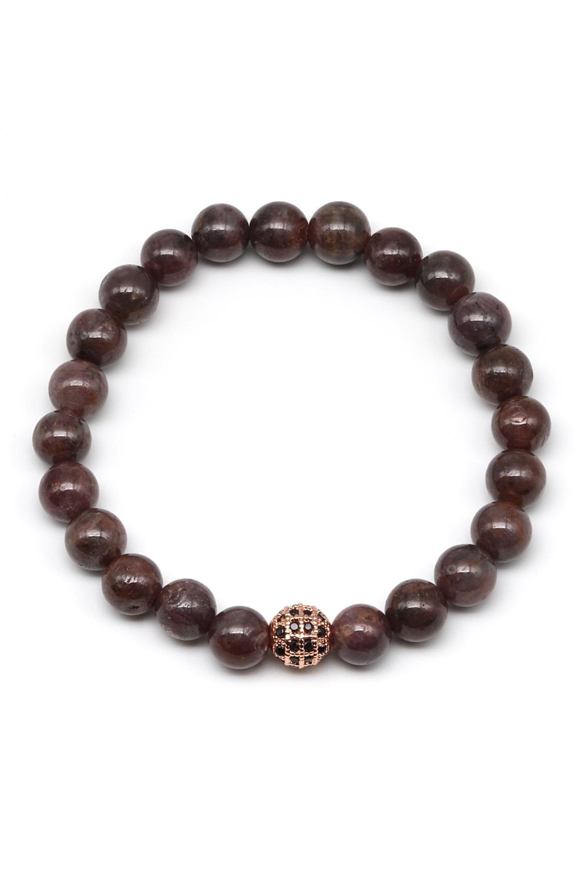 Yakut Doğal Taş Zirkon Aparatlı Bileklik 7 mm Küre Kesim