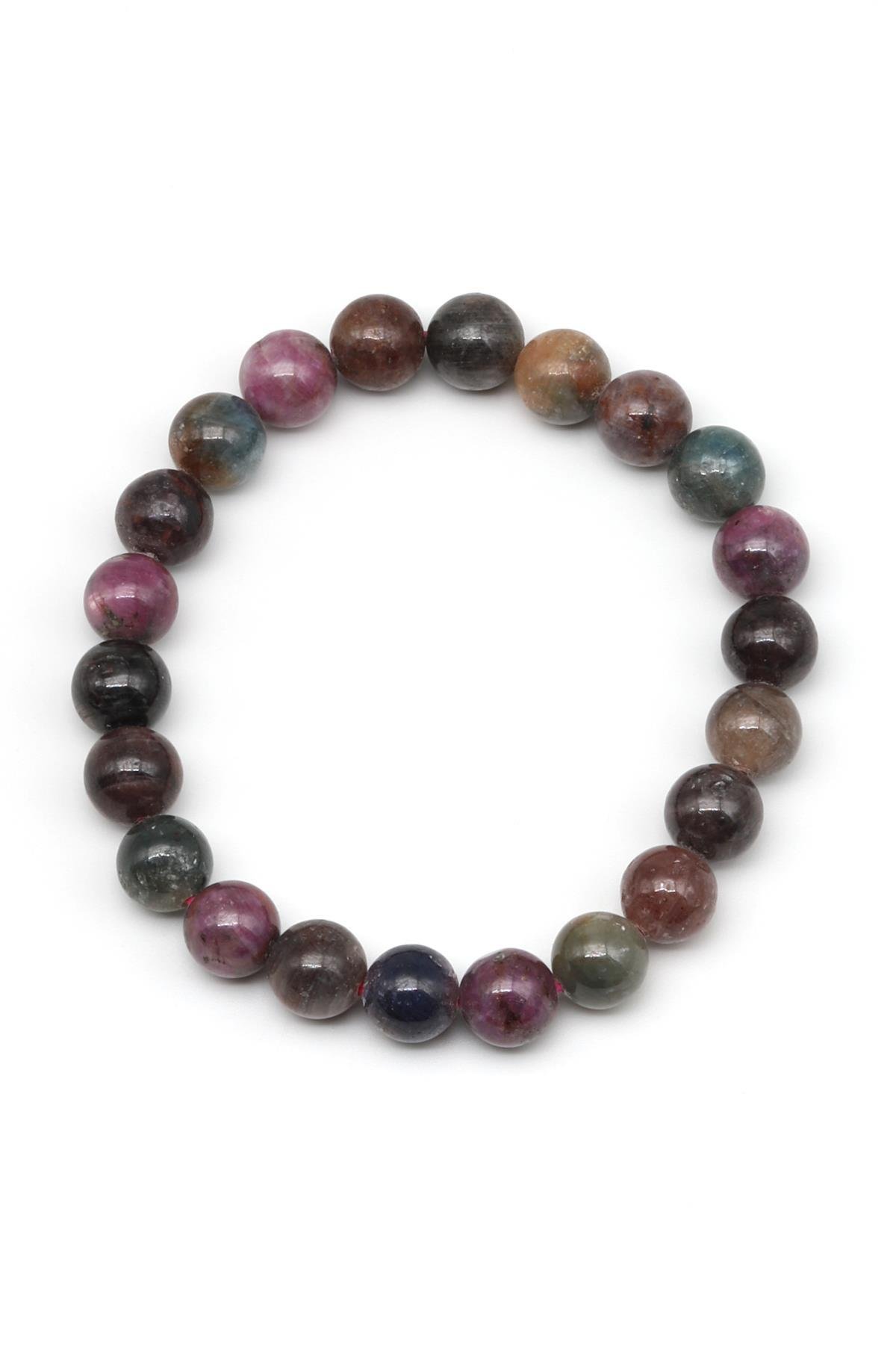 Yakut-Safir Doğal Taş Bileklik 8 mm Küre Kesim