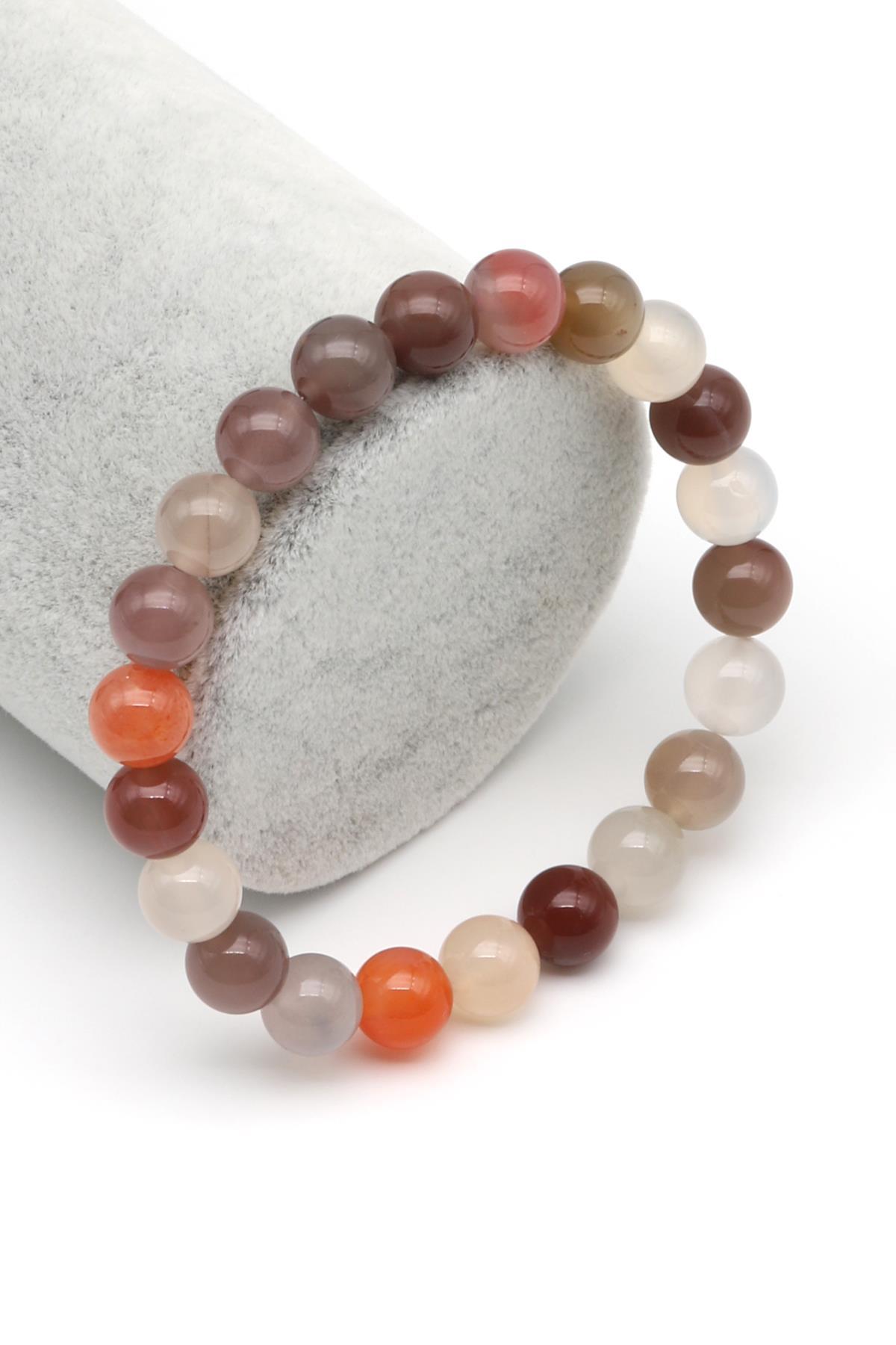 Yanyuan Akik Doğal Taş Bileklik 8 mm Küre Kesim