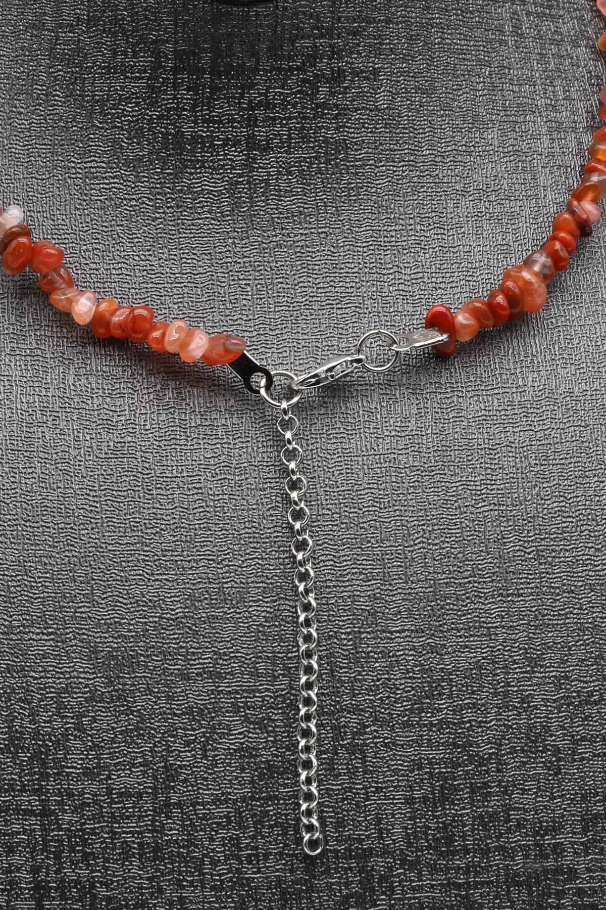 Yemen Akik ( Çelik Klipsli ) Doğal Taş Kırıktaş Kolye 