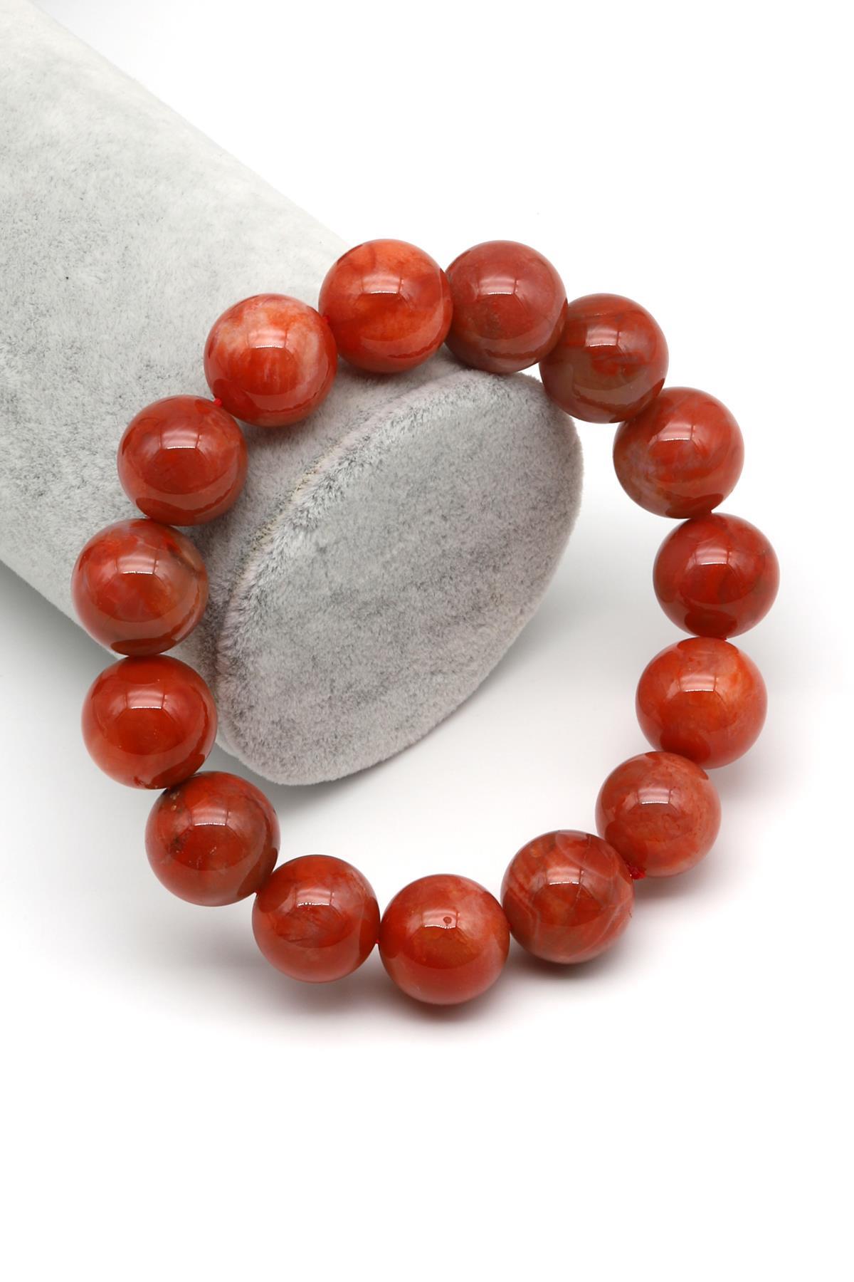 Yemen Akik Doğal Taş Bileklik 14 mm Küre Kesim