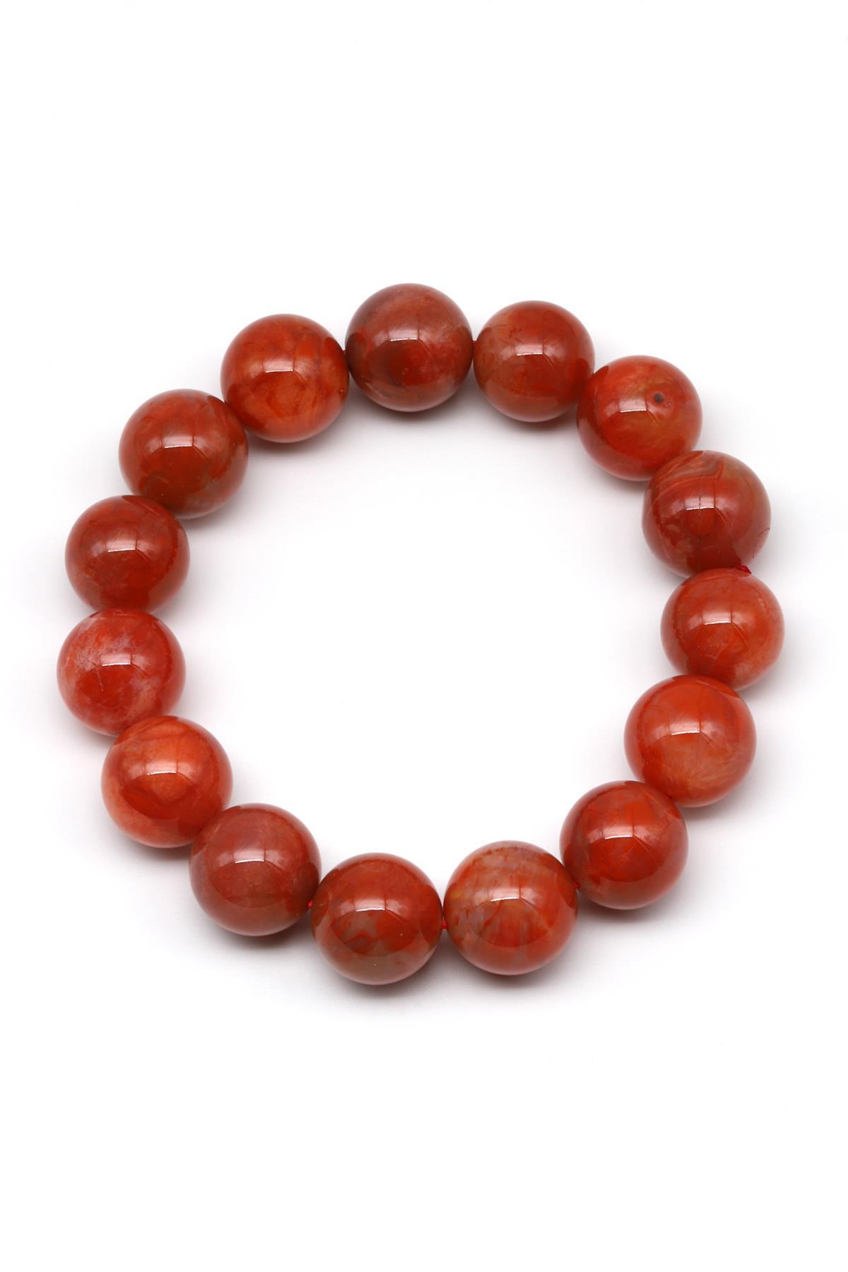 Yemen Akik Doğal Taş Bileklik 14 mm Küre Kesim