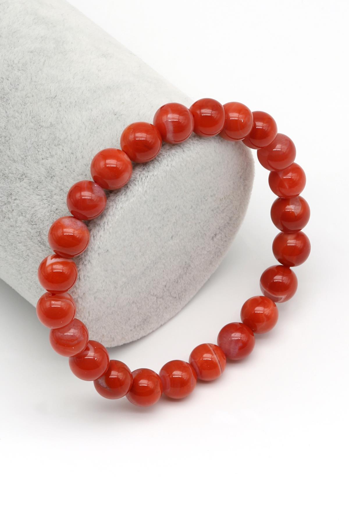 Yemen Akik Doğal Taş Bileklik 8 mm Küre Kesim