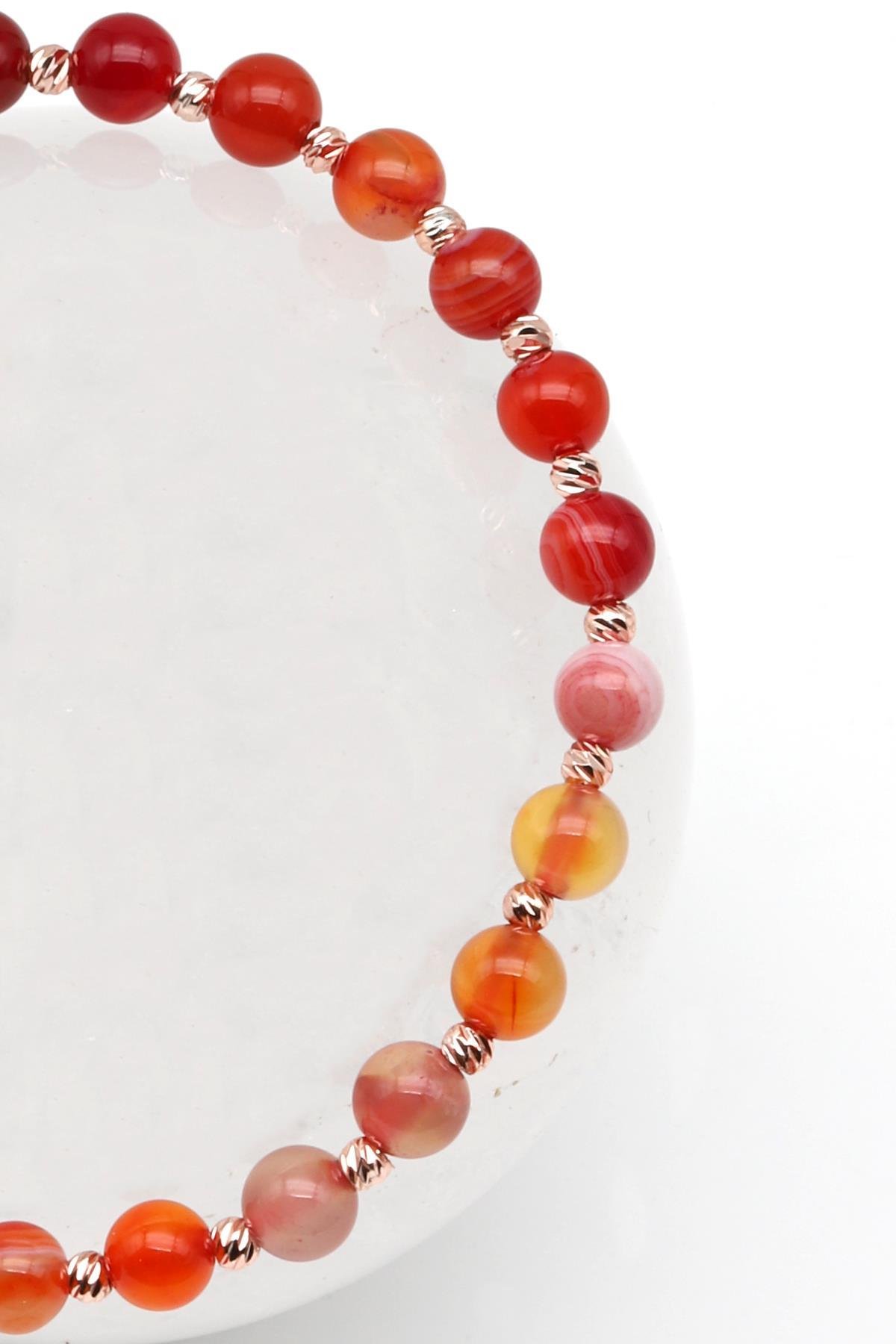 Yemen Akik Doğal Taş Makrome Örme Bileklik Küre Kesim