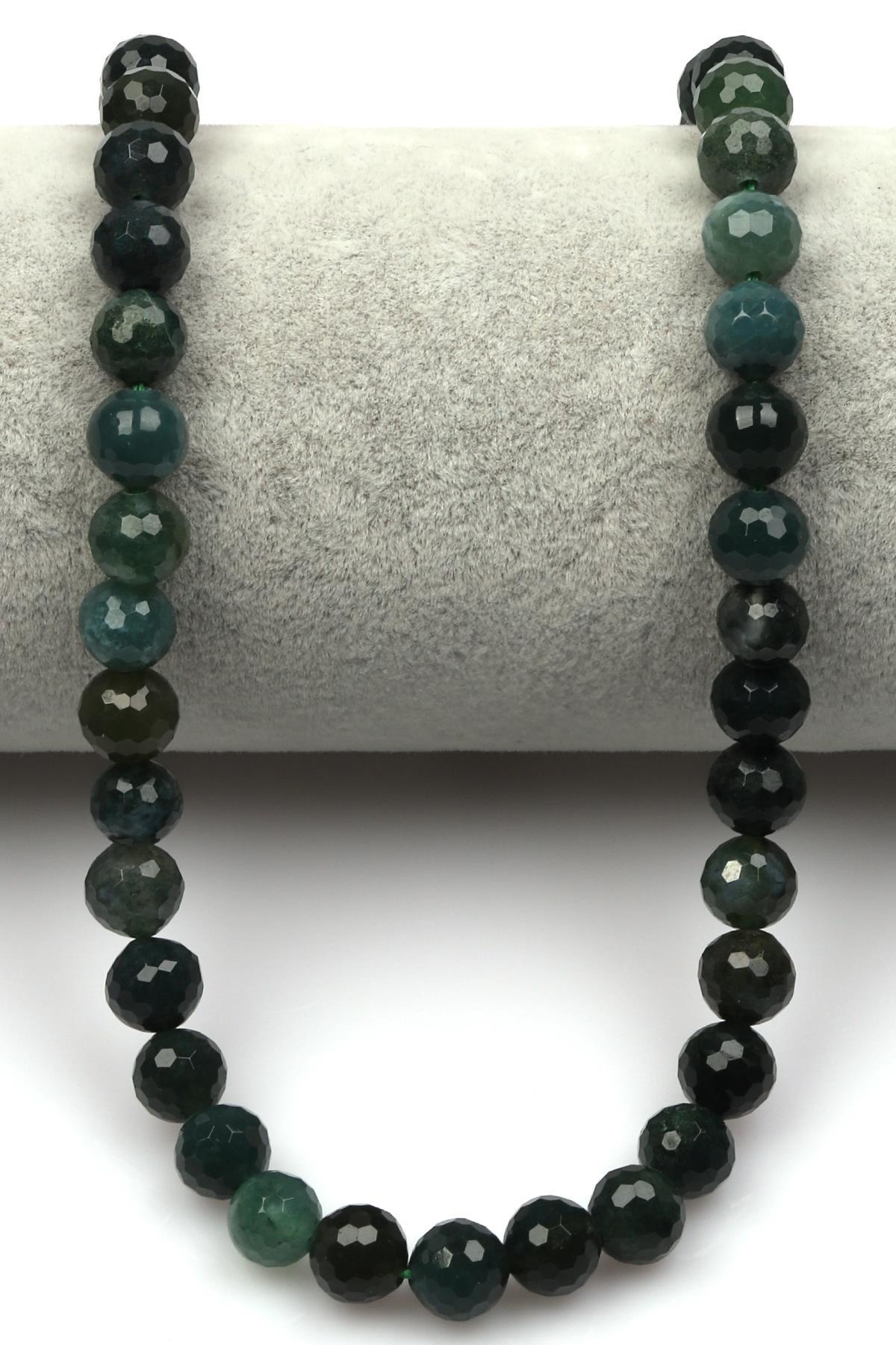 Yeşil Akik (A Kalite) Doğaltaş Dizi 8 mm Fasetli Küre Kesim