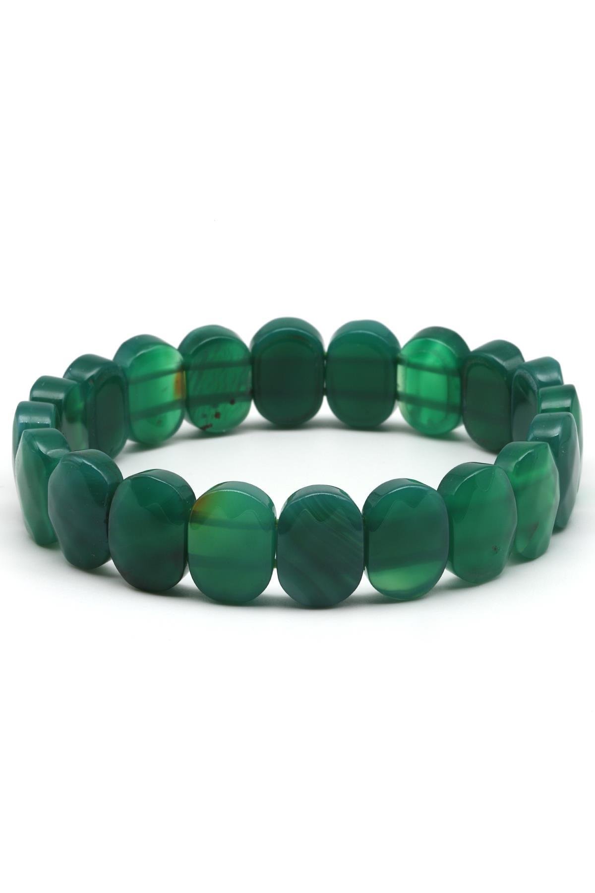 Yeşil Akik Doğal Taş Bileklik 10 x 14 mm Özel Kesim