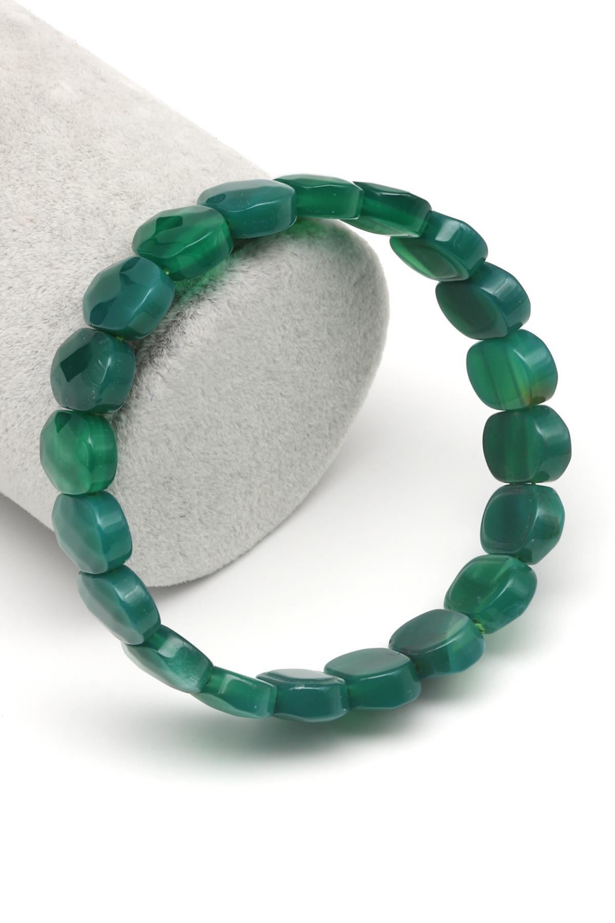 Yeşil Akik Doğal Taş Bileklik 10 x 14 mm Özel Kesim