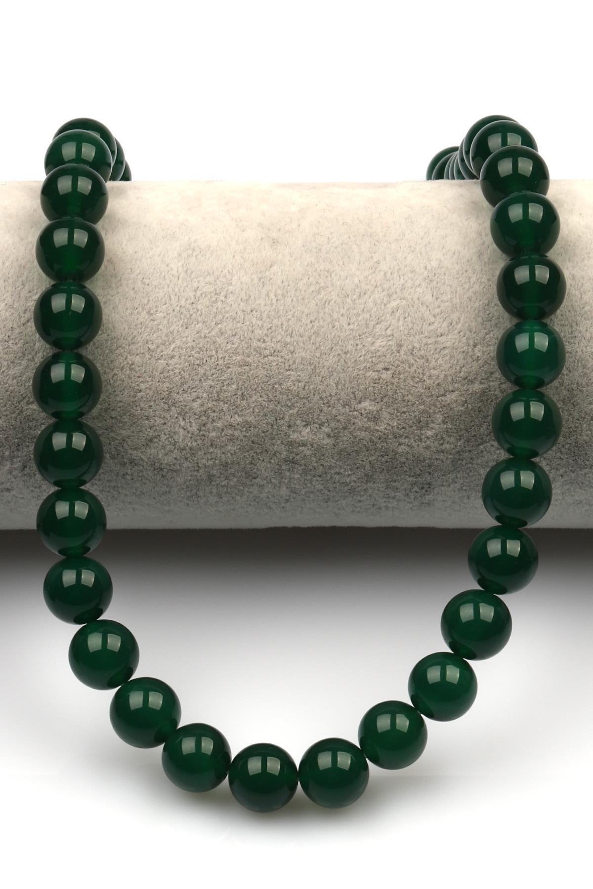 Yeşil Akik Doğal Taş Dizi 10 mm Küre Kesim