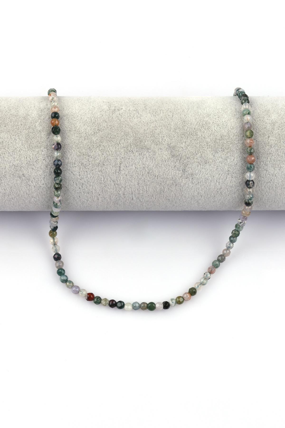 Yeşil Akik Doğal Taş Dizi 4 mm Fasetli Küre Kesim