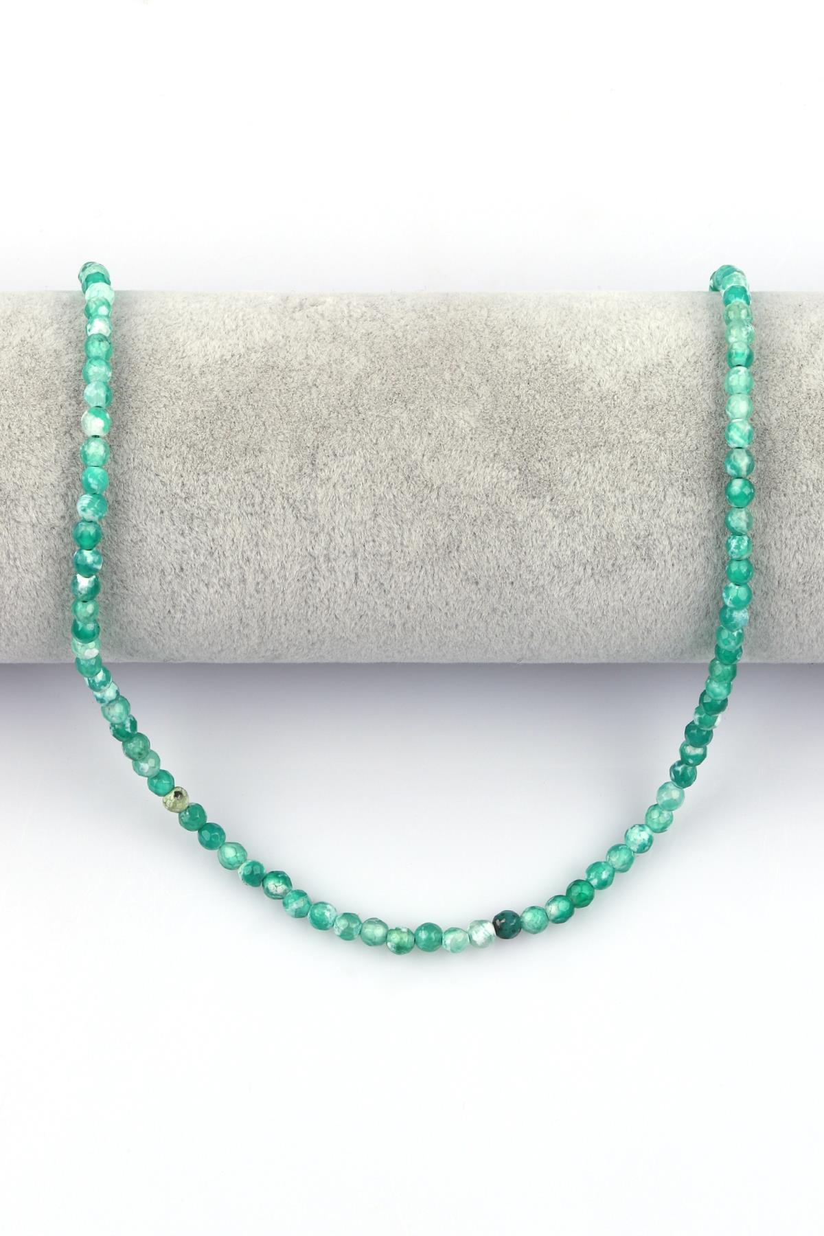 Yeşil Akik Doğal Taş Dizi 4 mm Fasetli Küre Kesim