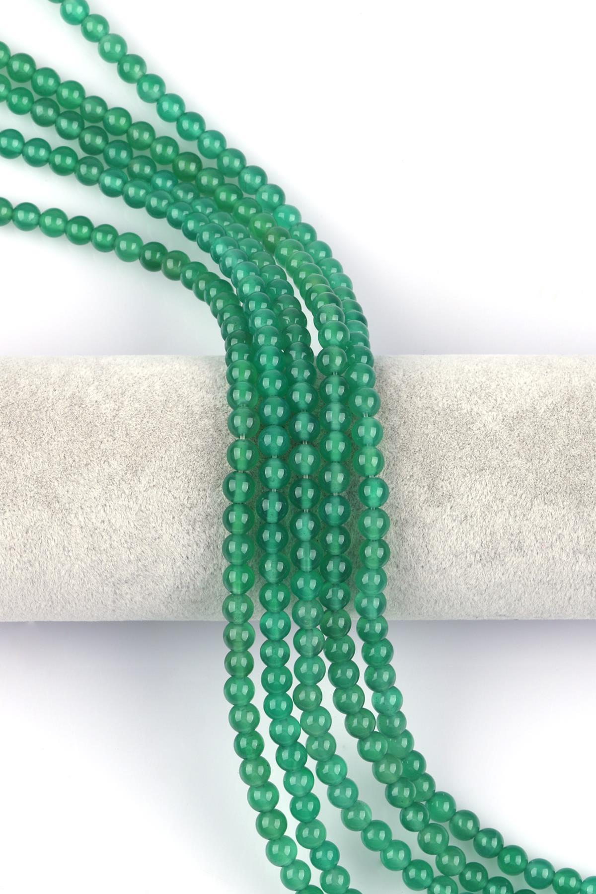 Yeşil Akik Doğal Taş Dizi 6 mm Küre Kesim