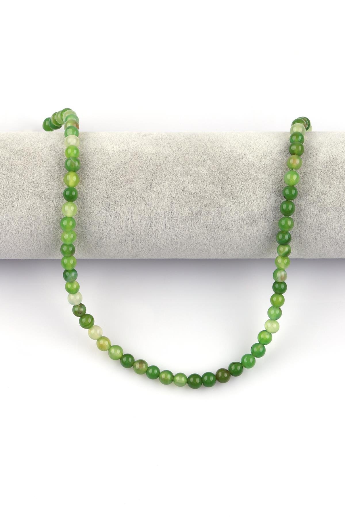 Yeşil Akik Doğal Taş Dizi 6 mm Küre Kesim