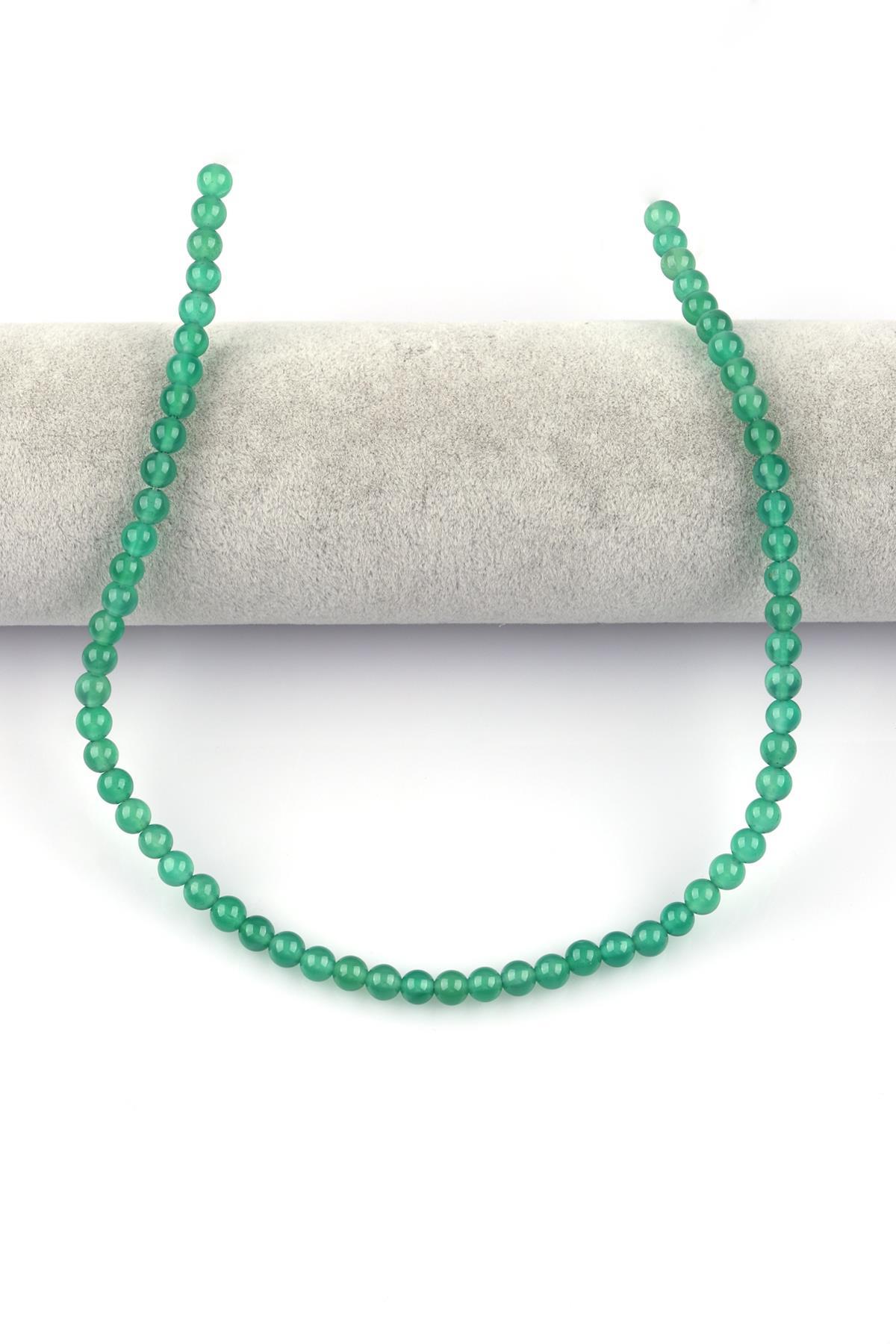 Yeşil Akik Doğal Taş Dizi 6 mm Küre Kesim