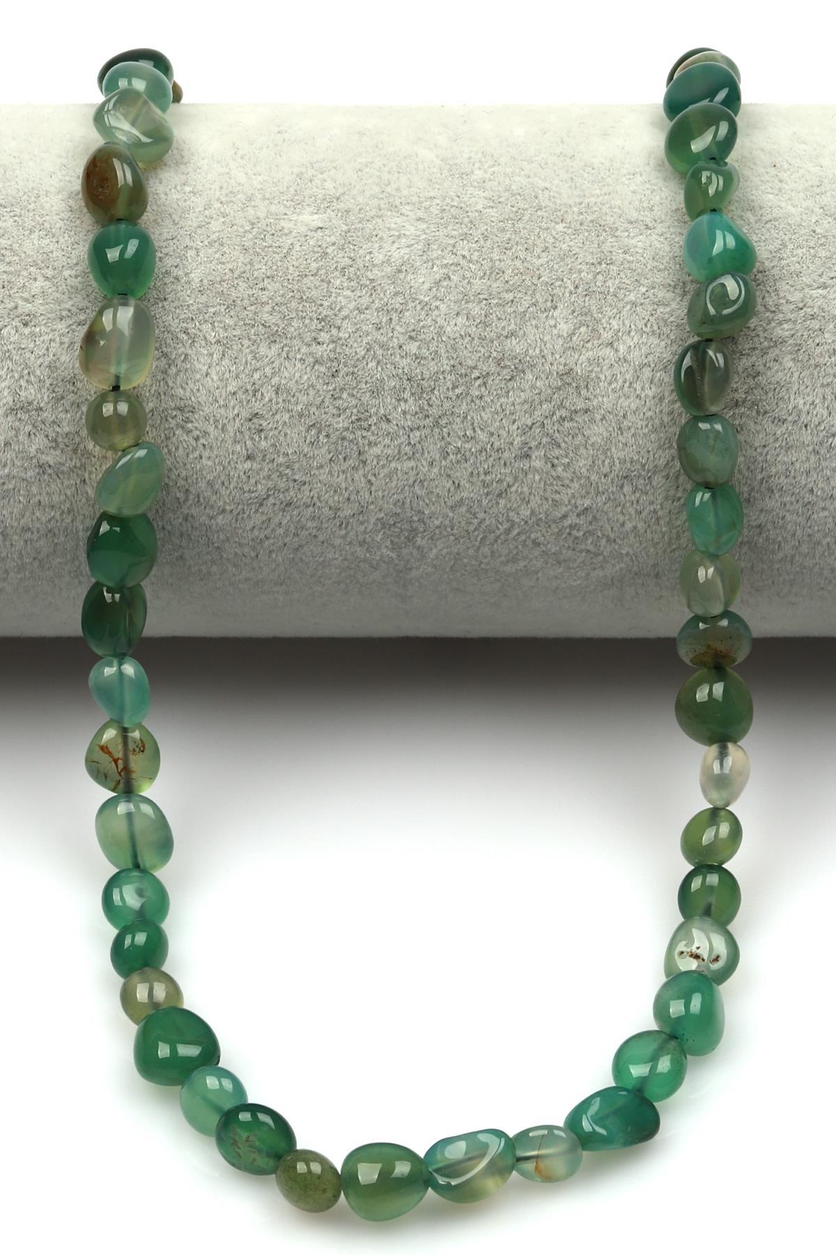 Yeşil Akik Doğal Taş Dizi 6 x 8 mm Mercimek Kesim