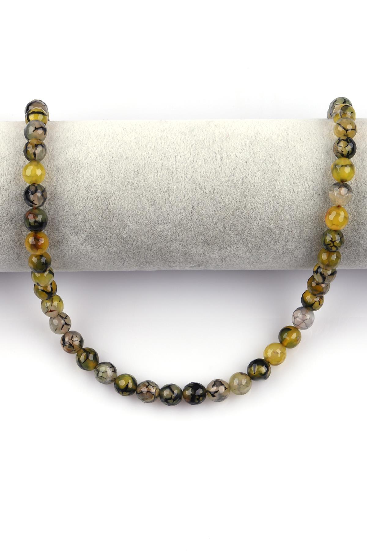 Yeşil Akik Doğal Taş Dizi 8 mm Fasetli Küre Kesim