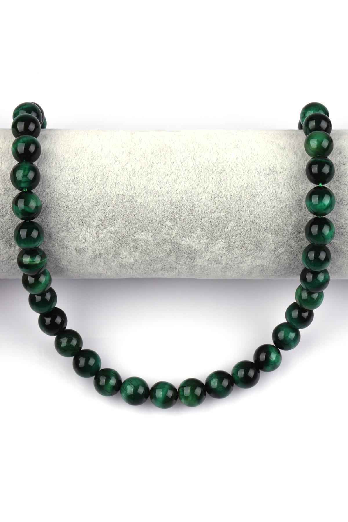 Yeşil Kaplan Gözü Doğal Taş Dizi 10 mm Küre Kesim