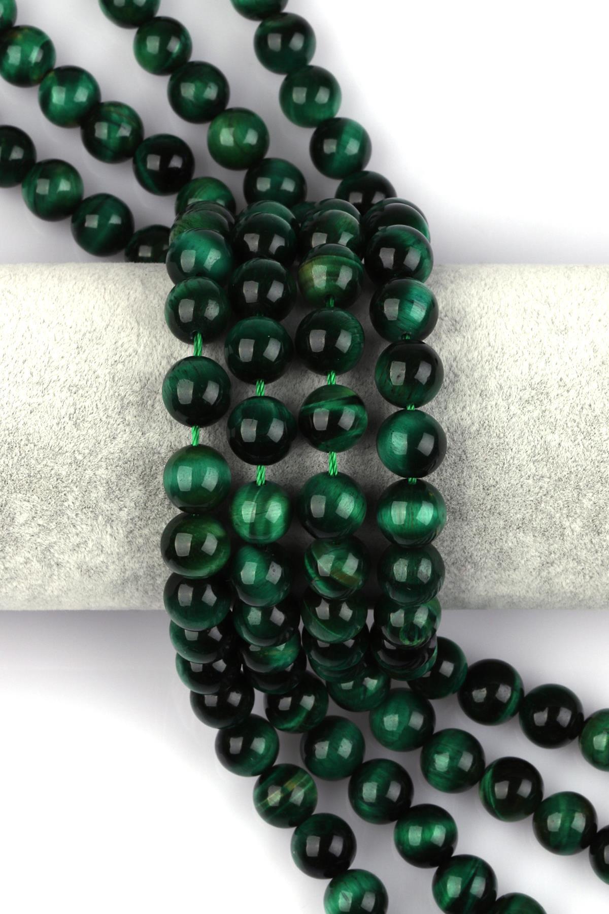 Yeşil Kaplan Gözü Doğal Taş Dizi 10 mm Küre Kesim