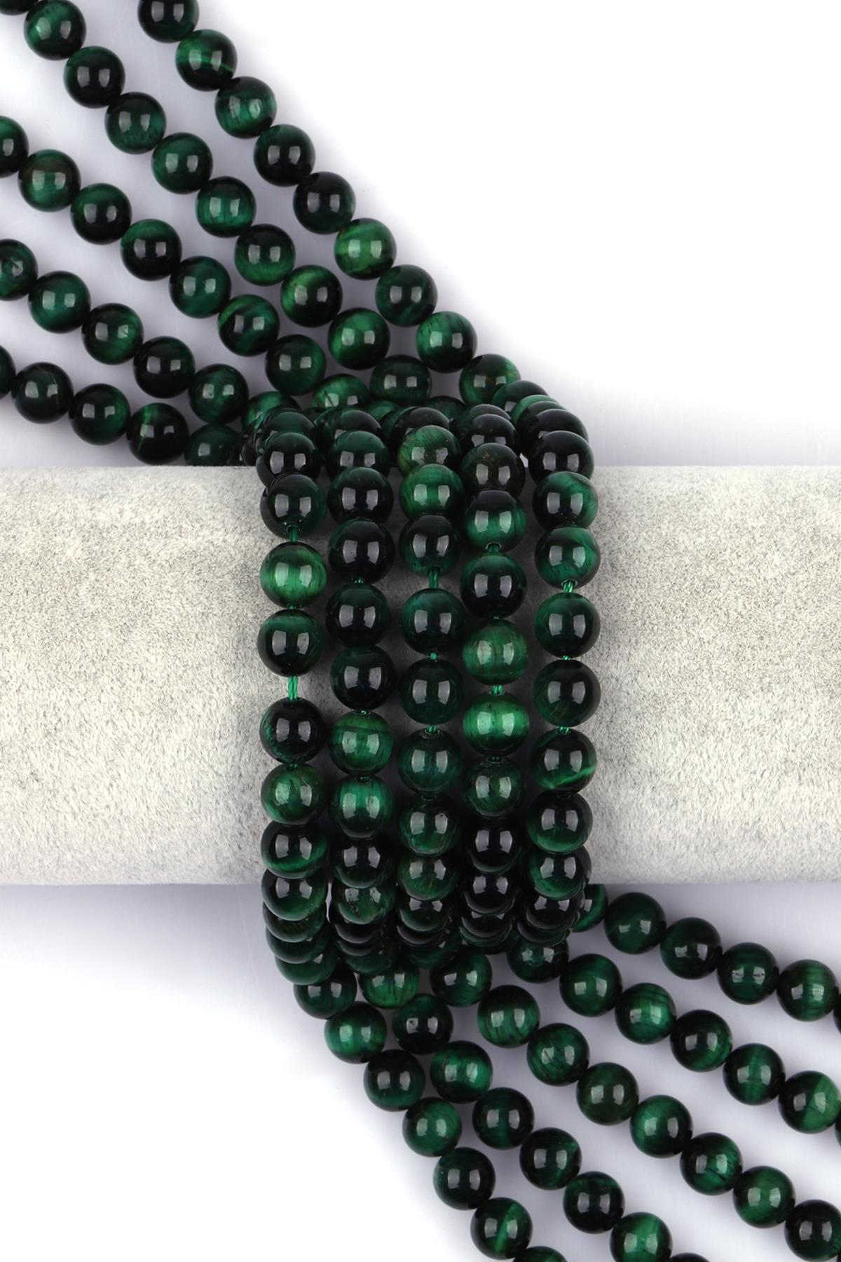 Yeşil Kaplan Gözü Doğal Taş Dizi 8 mm Küre Kesim