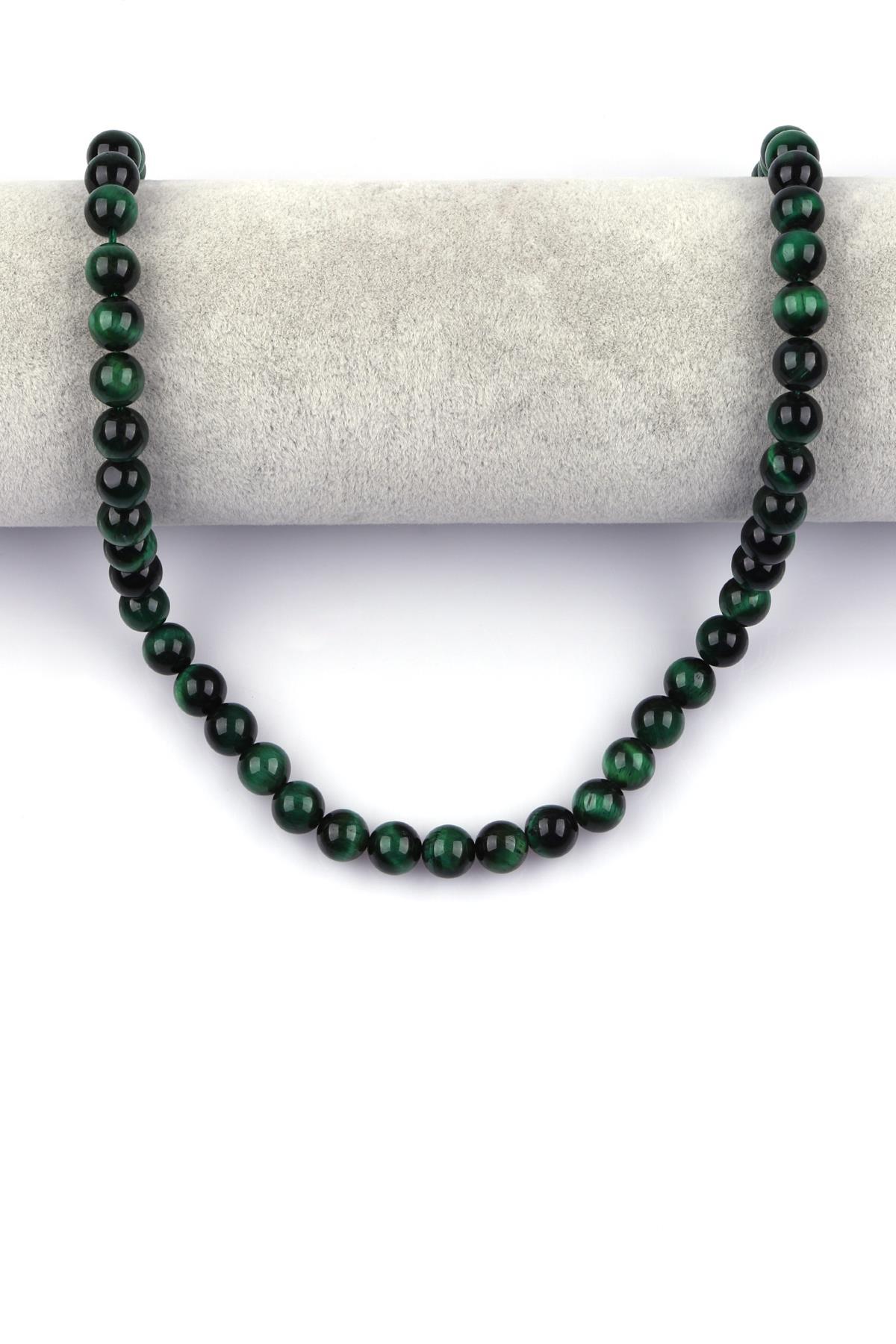 Yeşil Kaplan Gözü Doğal Taş Dizi 8 mm Küre Kesim