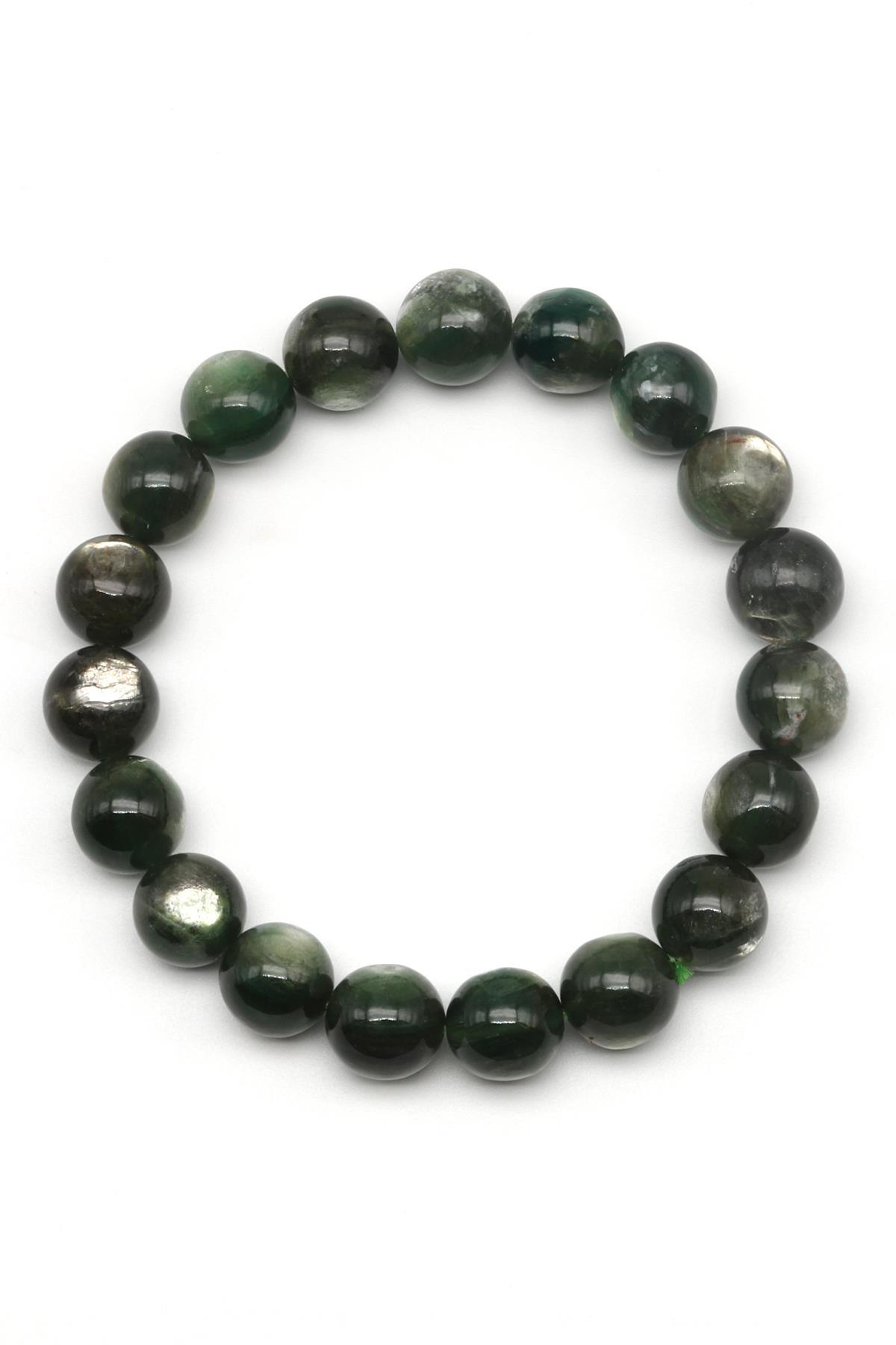 Yeşil Lepidolit Doğal Taş Bileklik 10 mm Küre Kesim