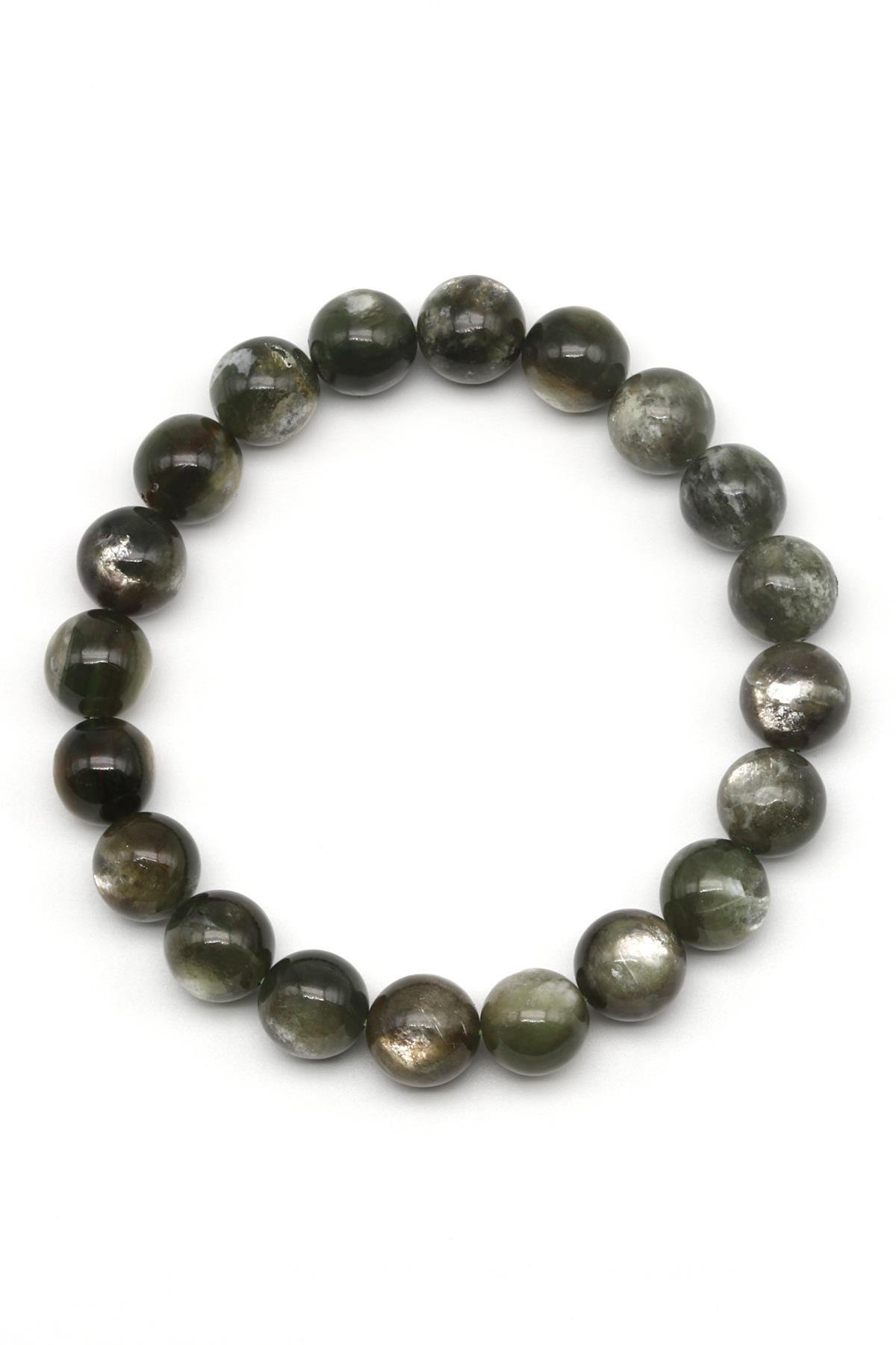 Yeşil Lepidolit Doğal Taş Bileklik 10 mm Küre Kesim