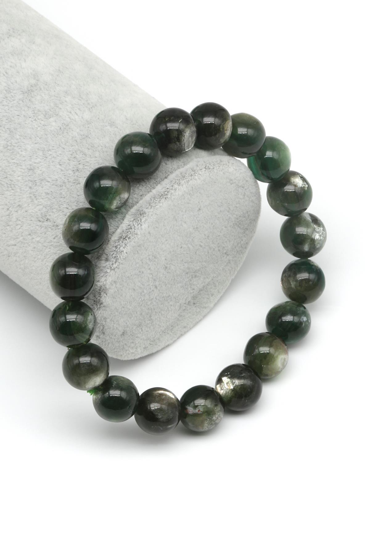 Yeşil Lepidolit Doğal Taş Bileklik 10 mm Küre Kesim