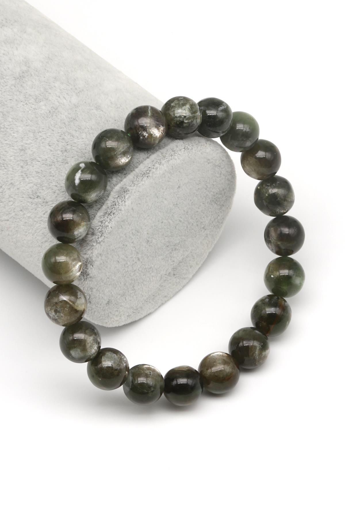 Yeşil Lepidolit Doğal Taş Bileklik 10 mm Küre Kesim