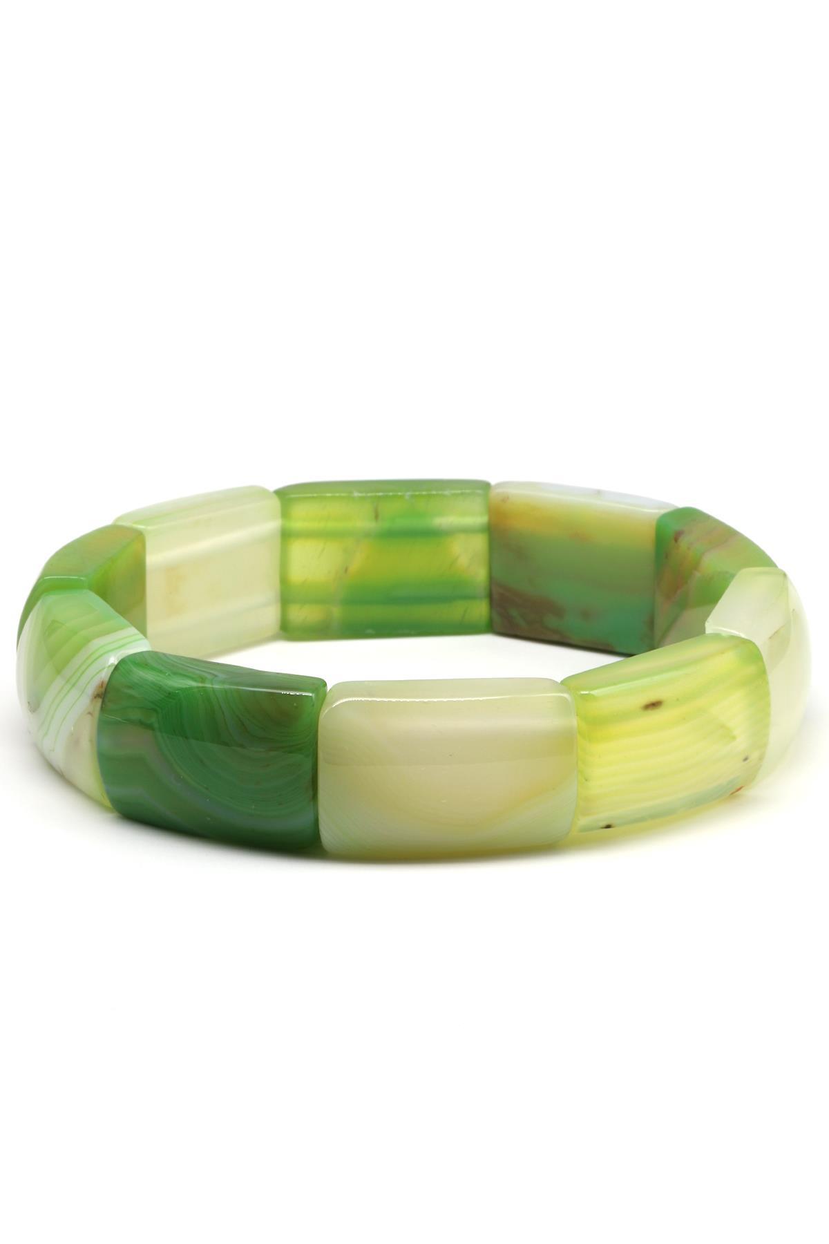 Yeşil Madagaskar Akik Doğal Taş Bileklik 15 x 23 mm Özel Kesim