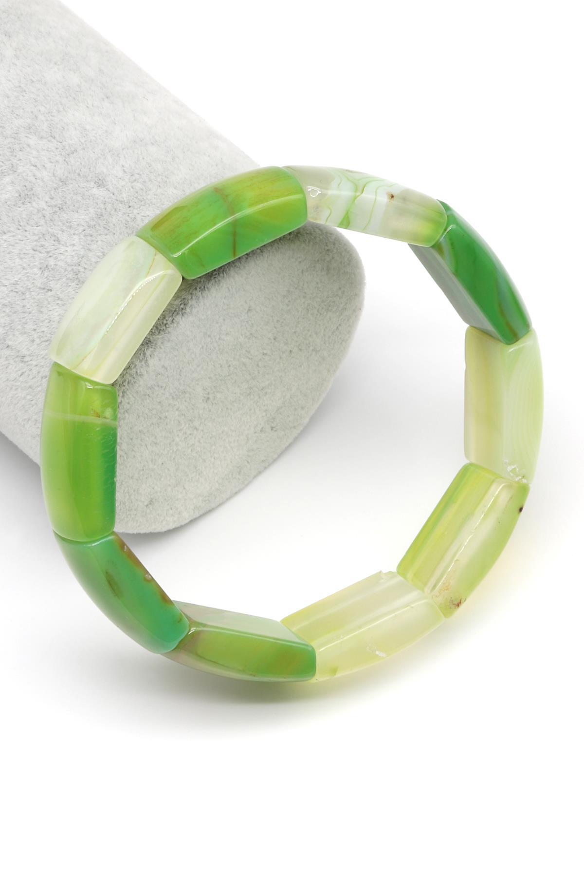 Yeşil Madagaskar Akik Doğal Taş Bileklik 15 x 23 mm Özel Kesim