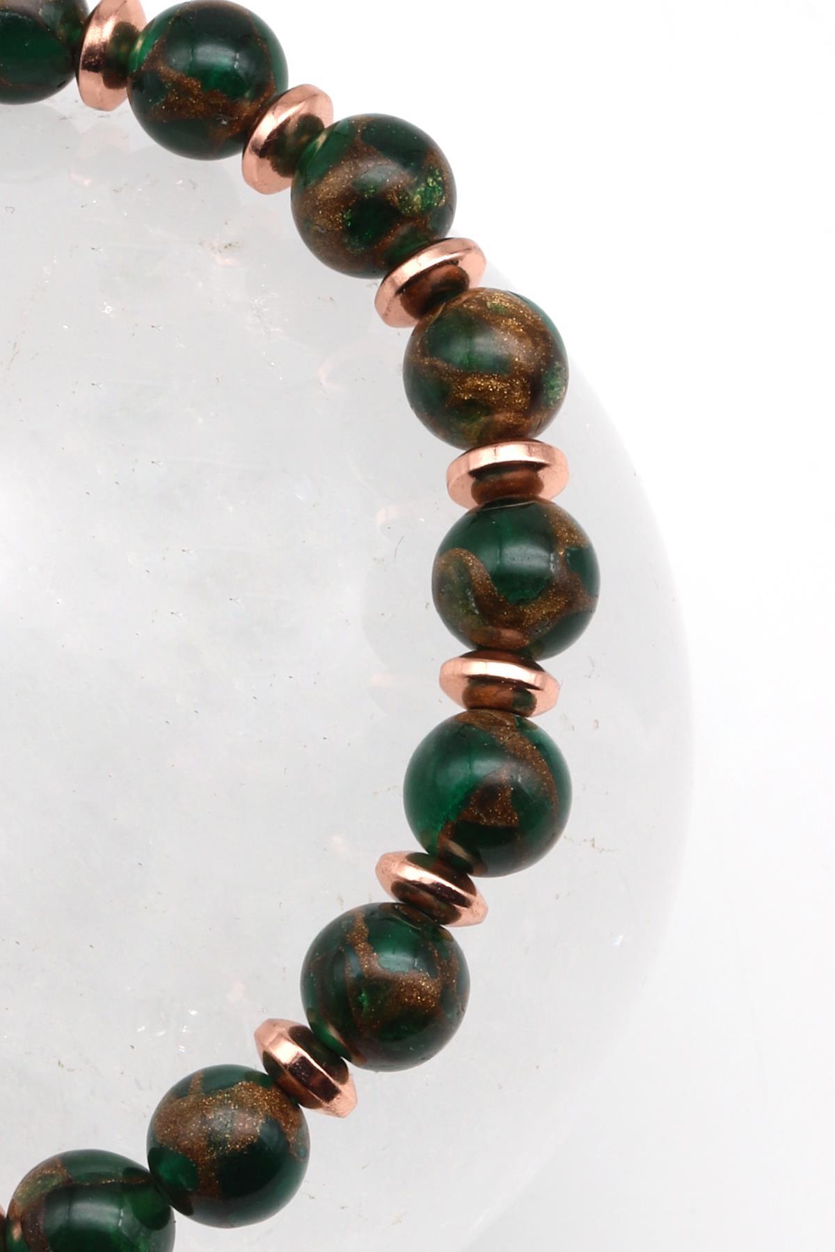 Yeşil Murano Yıldız Taşı Makrome Örme Bileklik