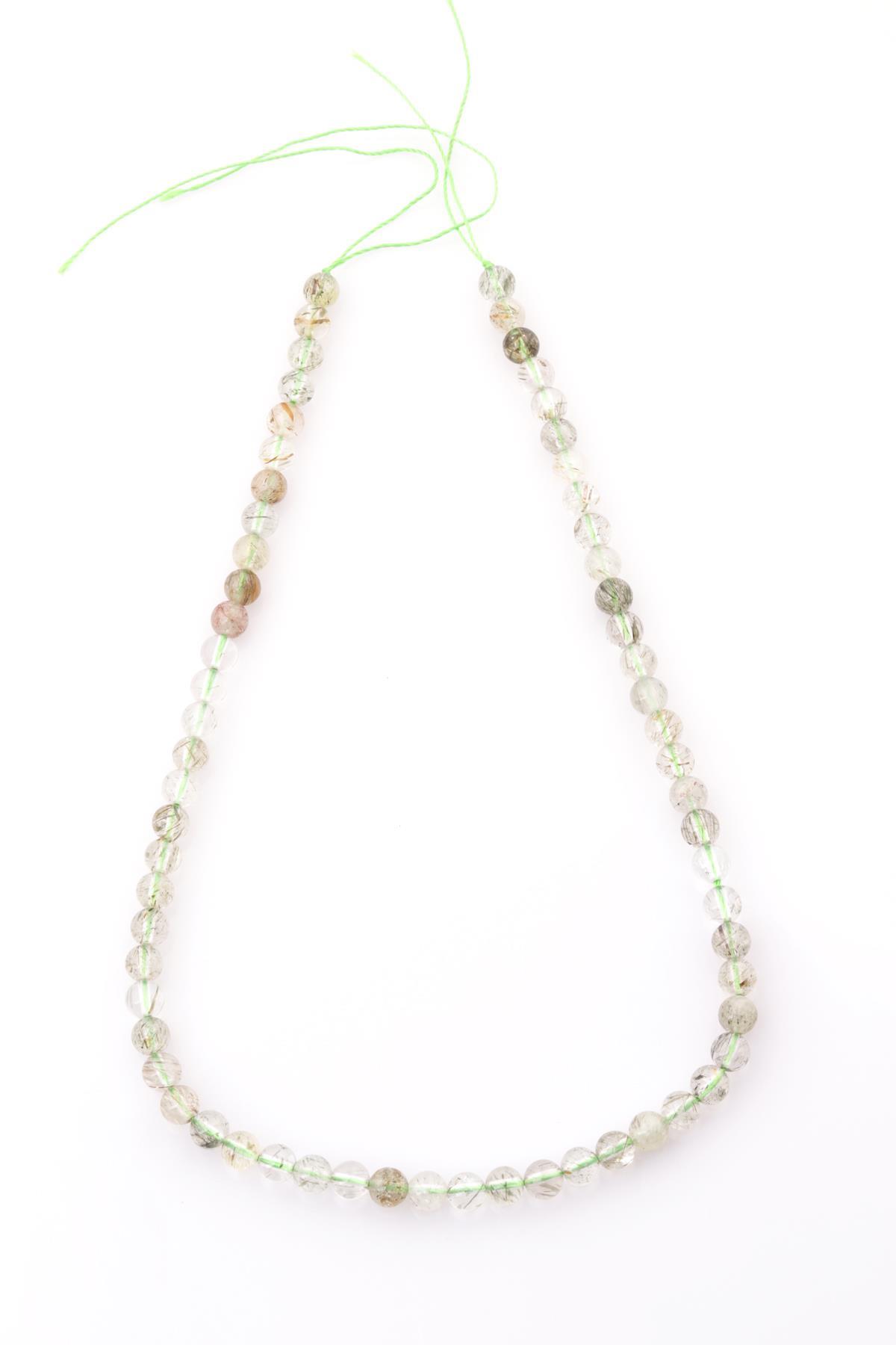 Yeşil Turmalin Doğal Taş Dizi 6 mm Küre Kesim