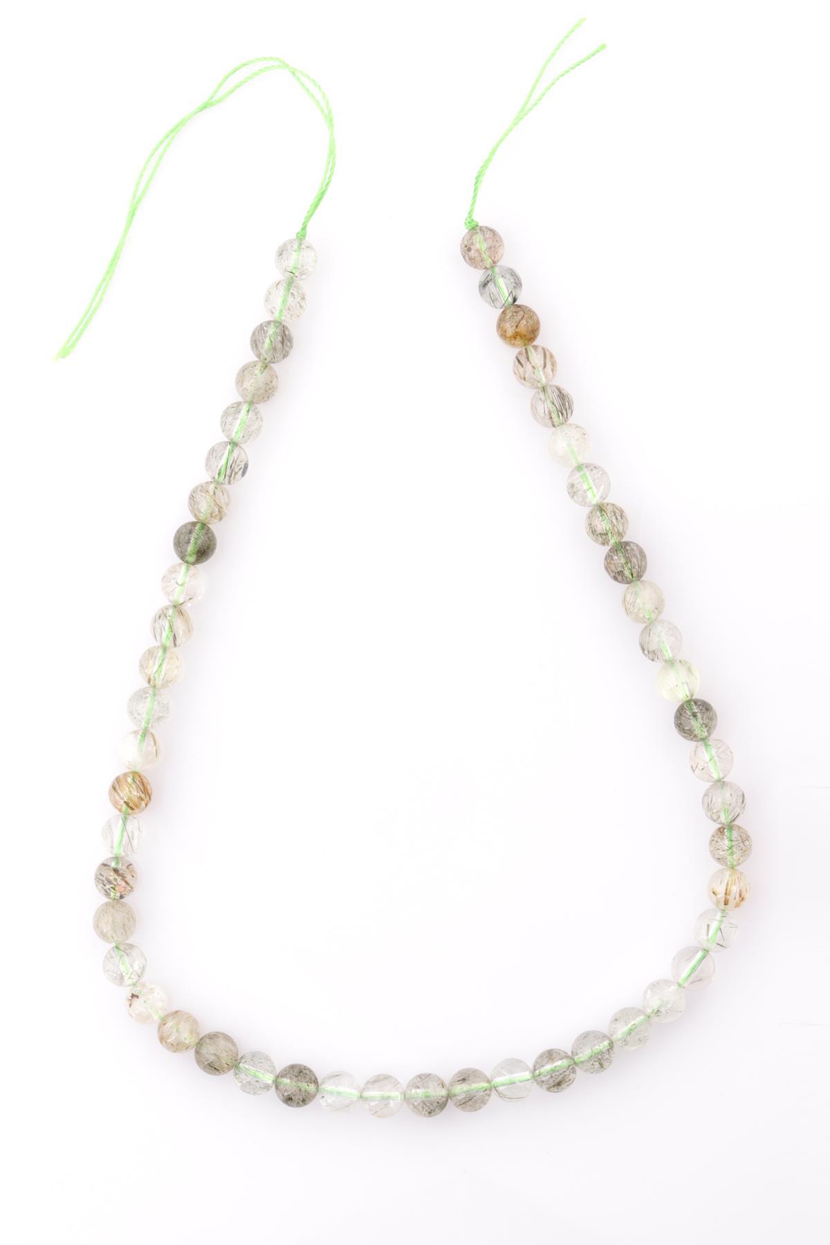 Yeşil Turmalin Doğal Taş Dizi 8 mm Küre Kesim