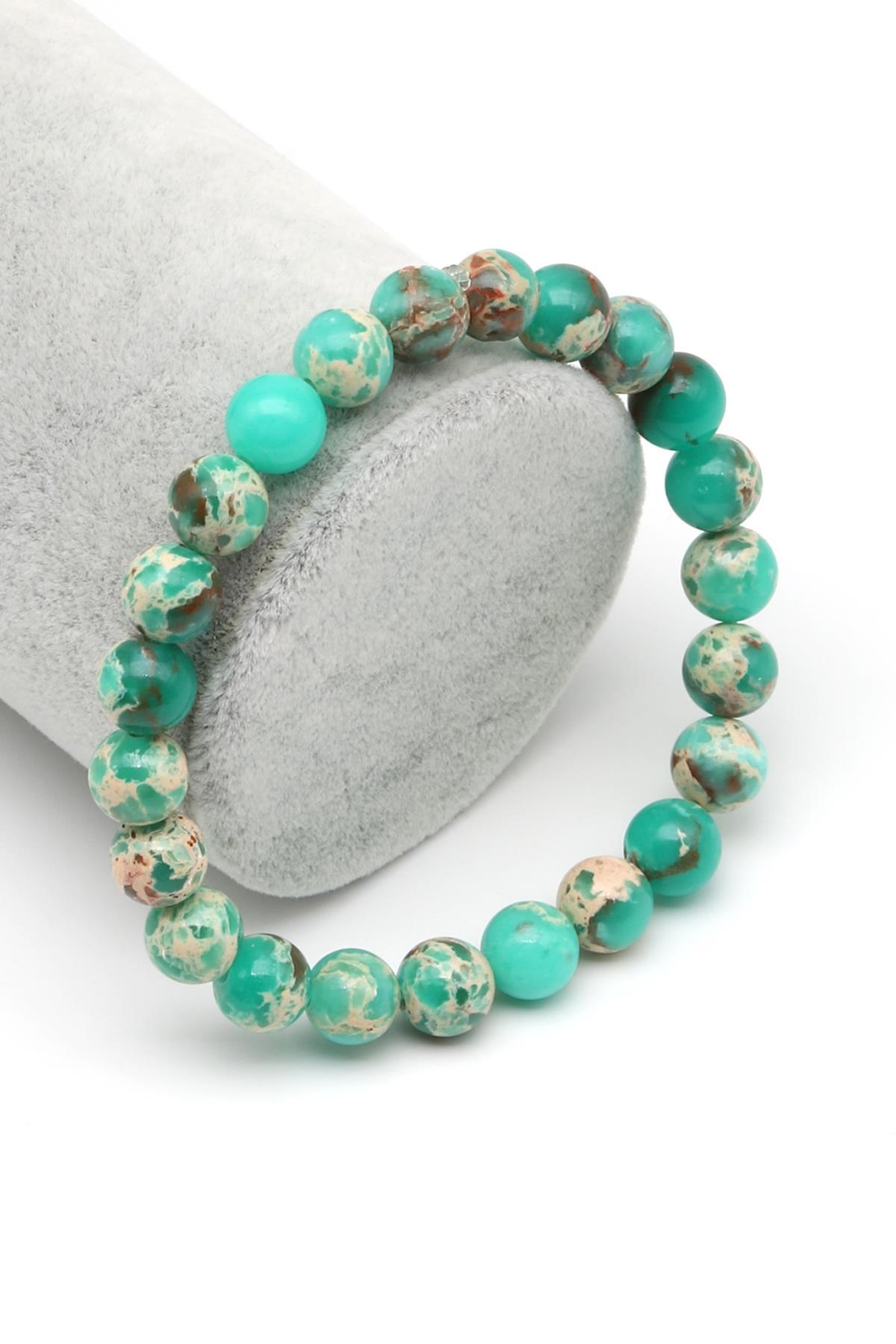 Yeşil Varisit Doğal Taş Bileklik 8 mm Küre Kesim