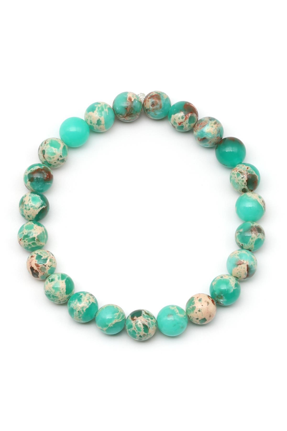 Yeşil Varisit Doğal Taş Bileklik 8 mm Küre Kesim