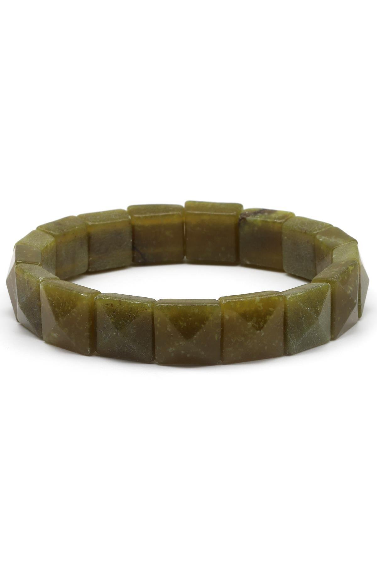 Yeşim Doğal Taş Bileklik 12 x 12 mm Özel Kesim