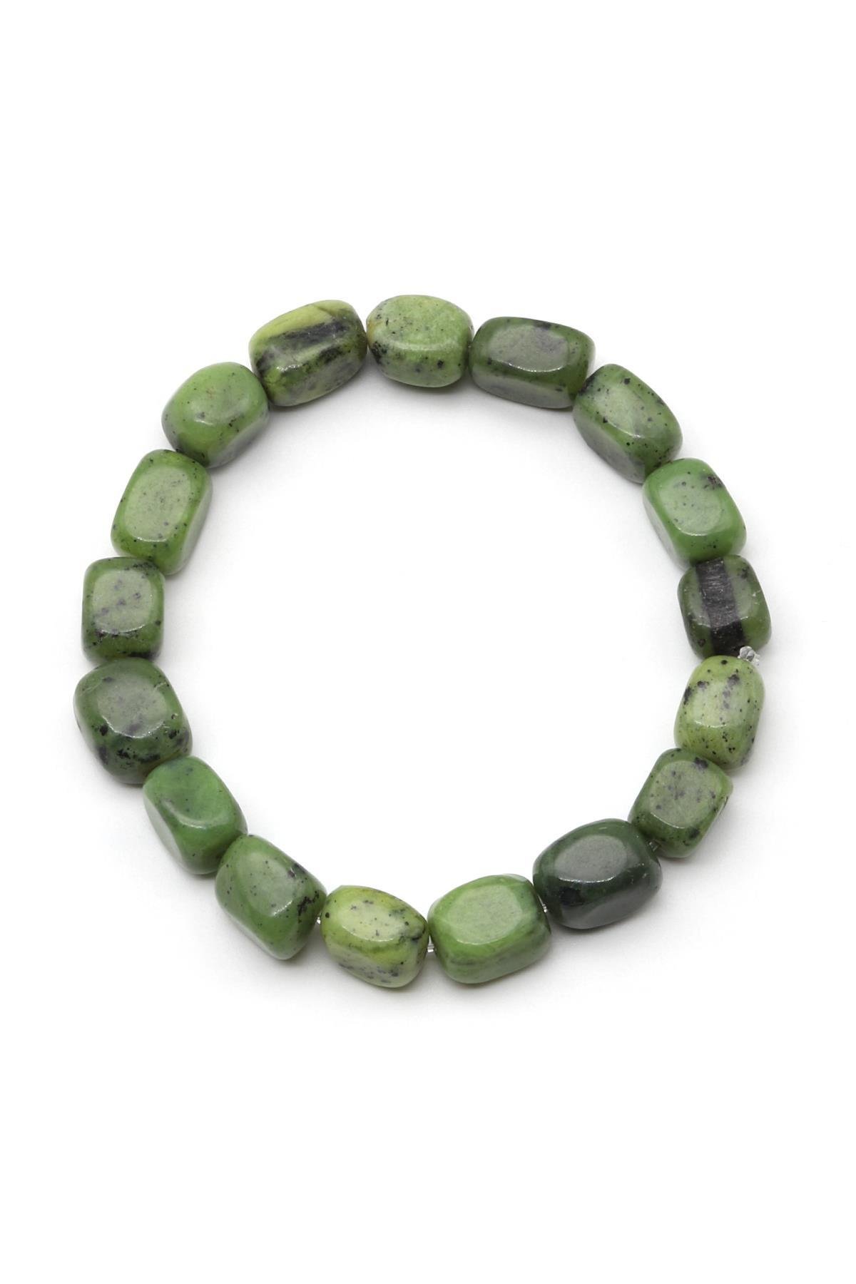 Yeşim Doğal Taş Bileklik 6 x 10 mm Özel Kesim