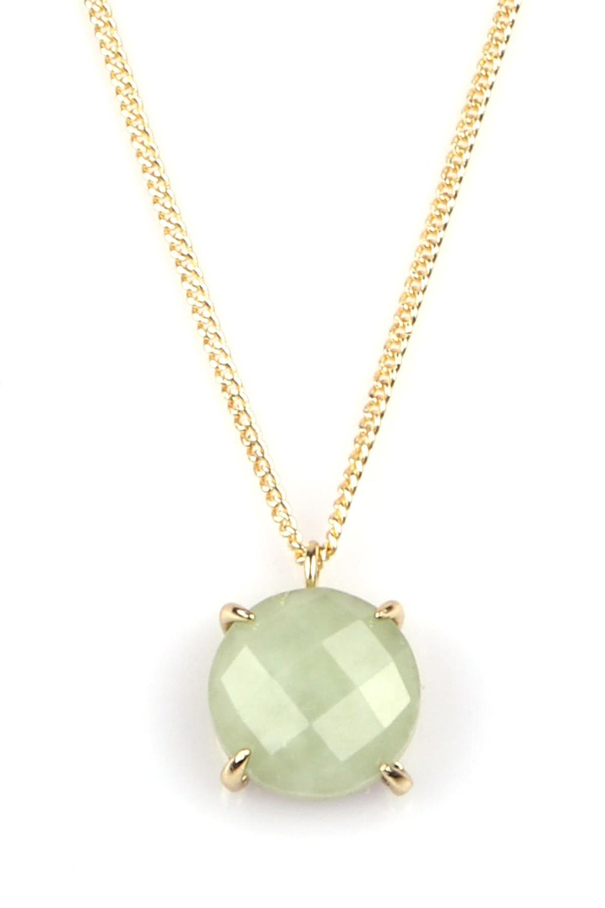 Yeşim Doğal Taş Gold Renkli Kolye