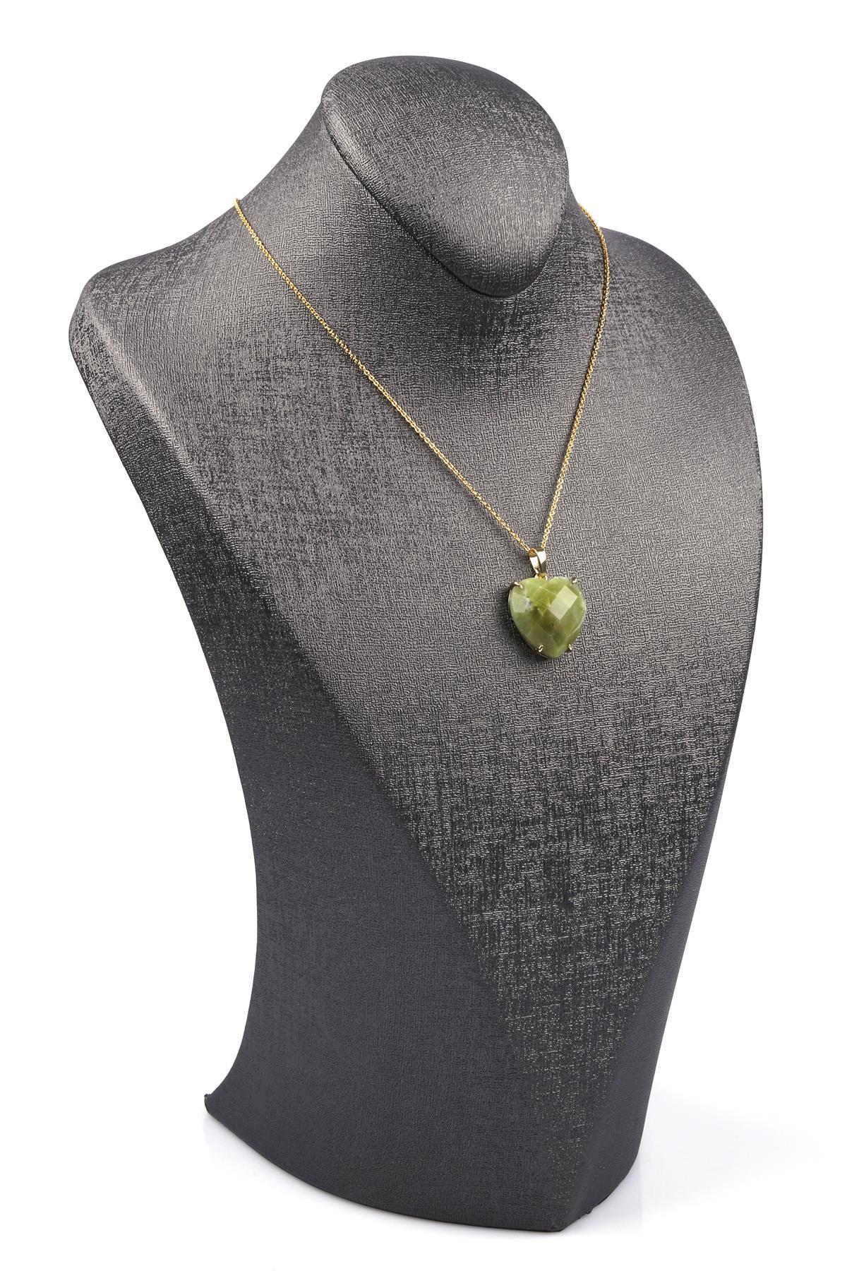 Yeşim Doğal Taş Gold Renkli Kolye