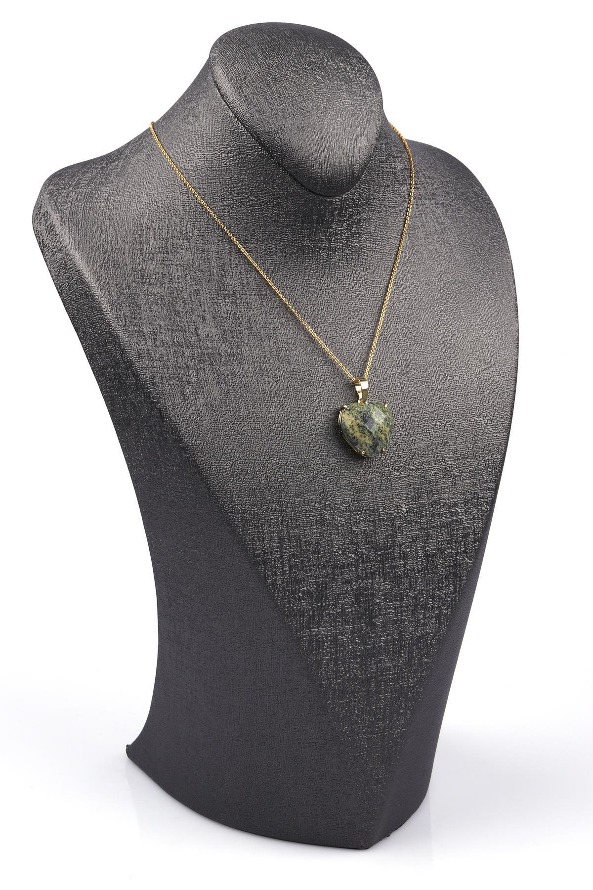 Yeşim Doğal Taş Gold Renkli Kolye