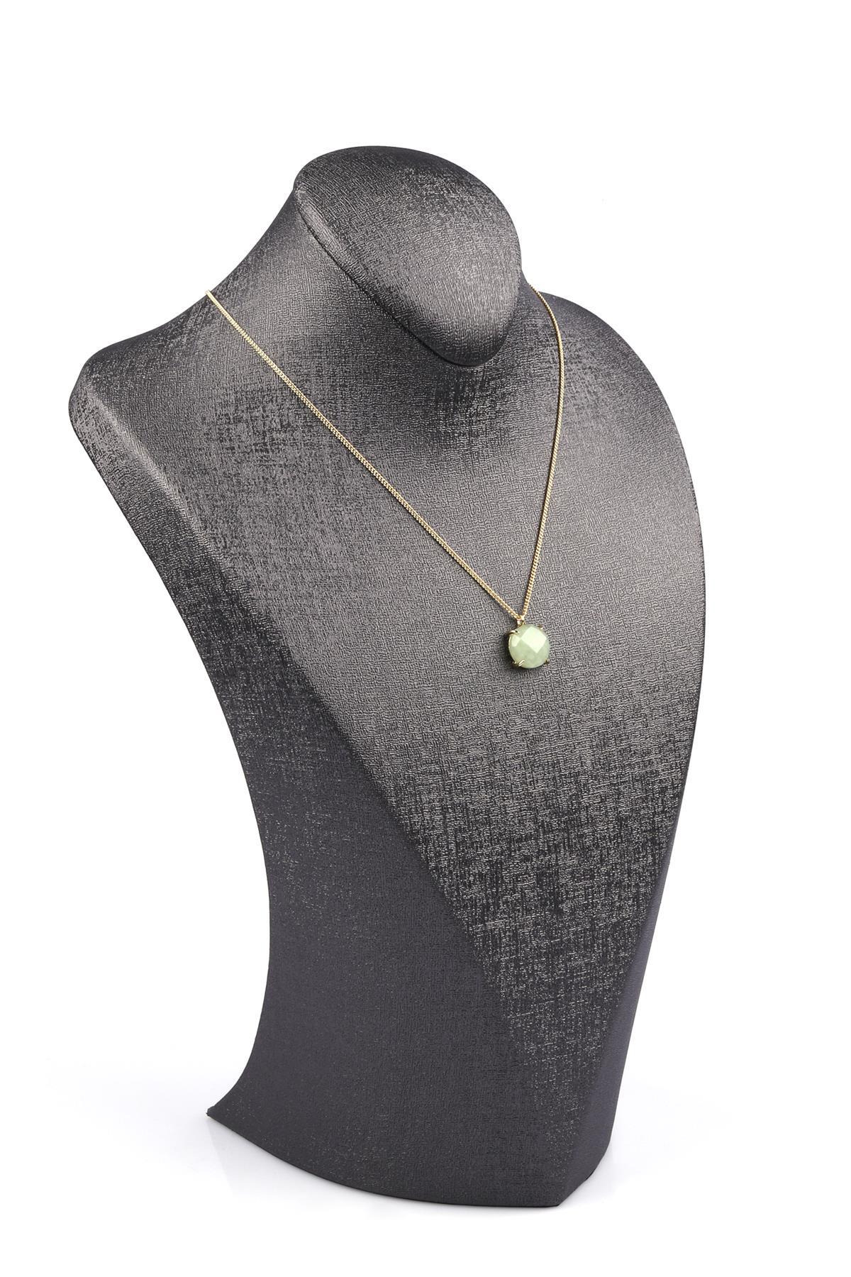 Yeşim Doğal Taş Gold Renkli Kolye