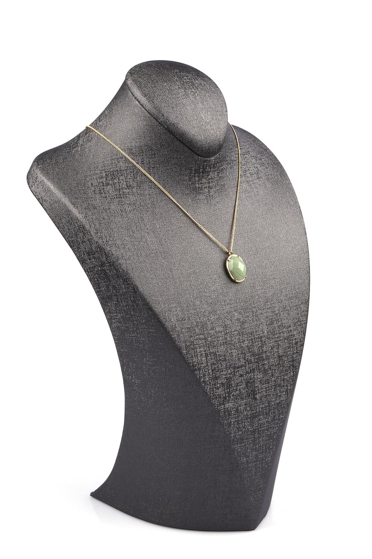 Yeşim Doğal Taş Gold Renkli Kolye