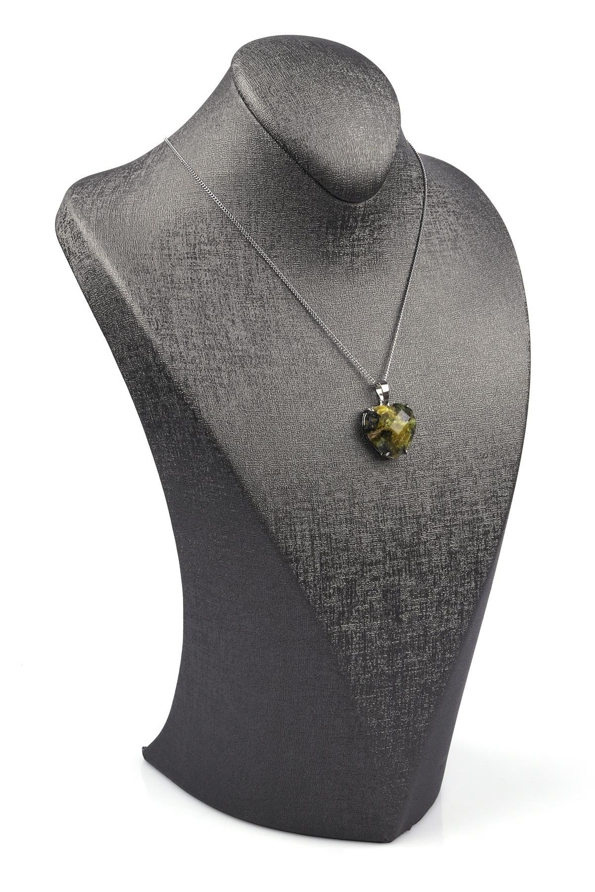 Yeşim Doğal Taş Gümüş Renkli Kolye