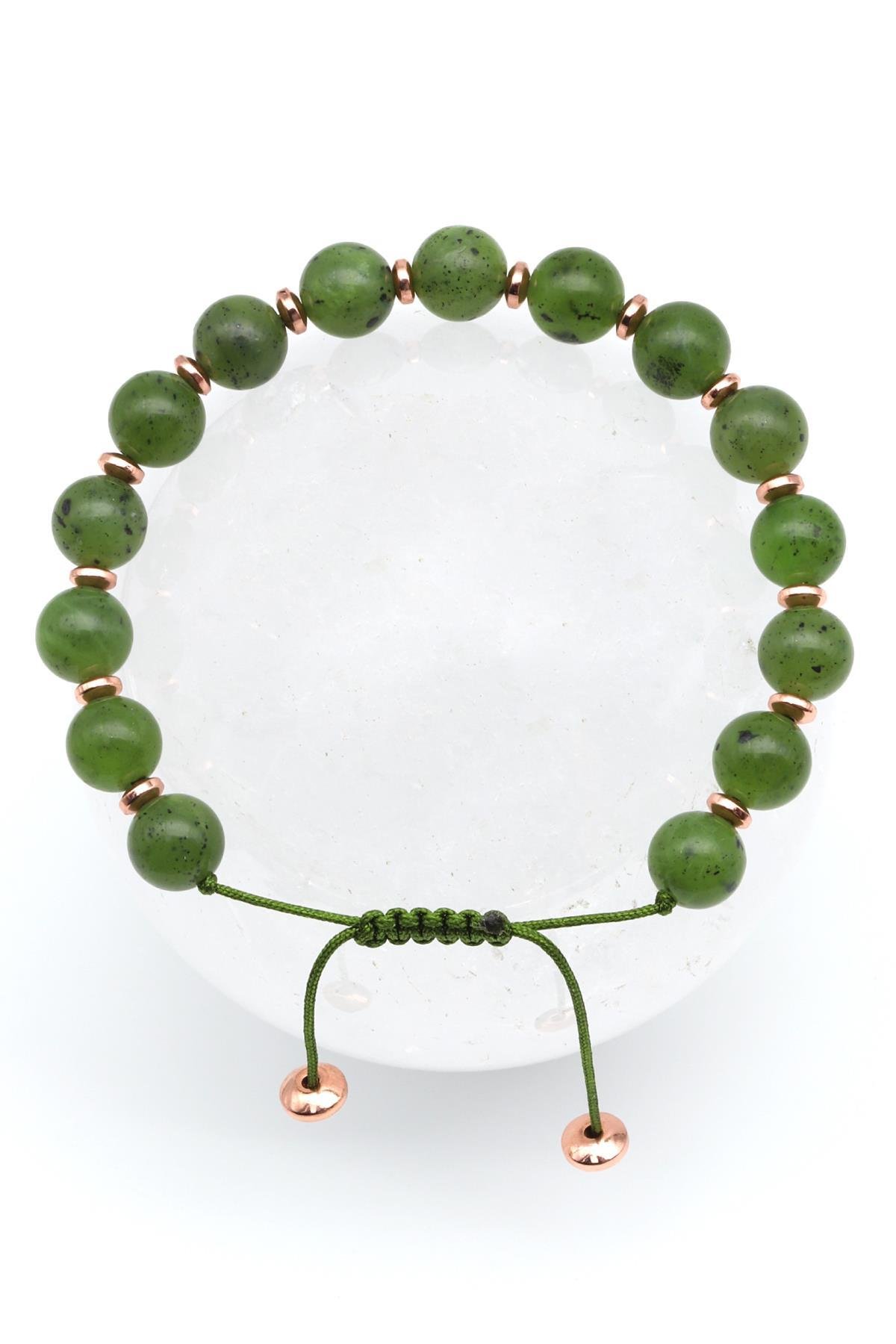 Yeşim Doğal Taş Makrome Örme Bileklik