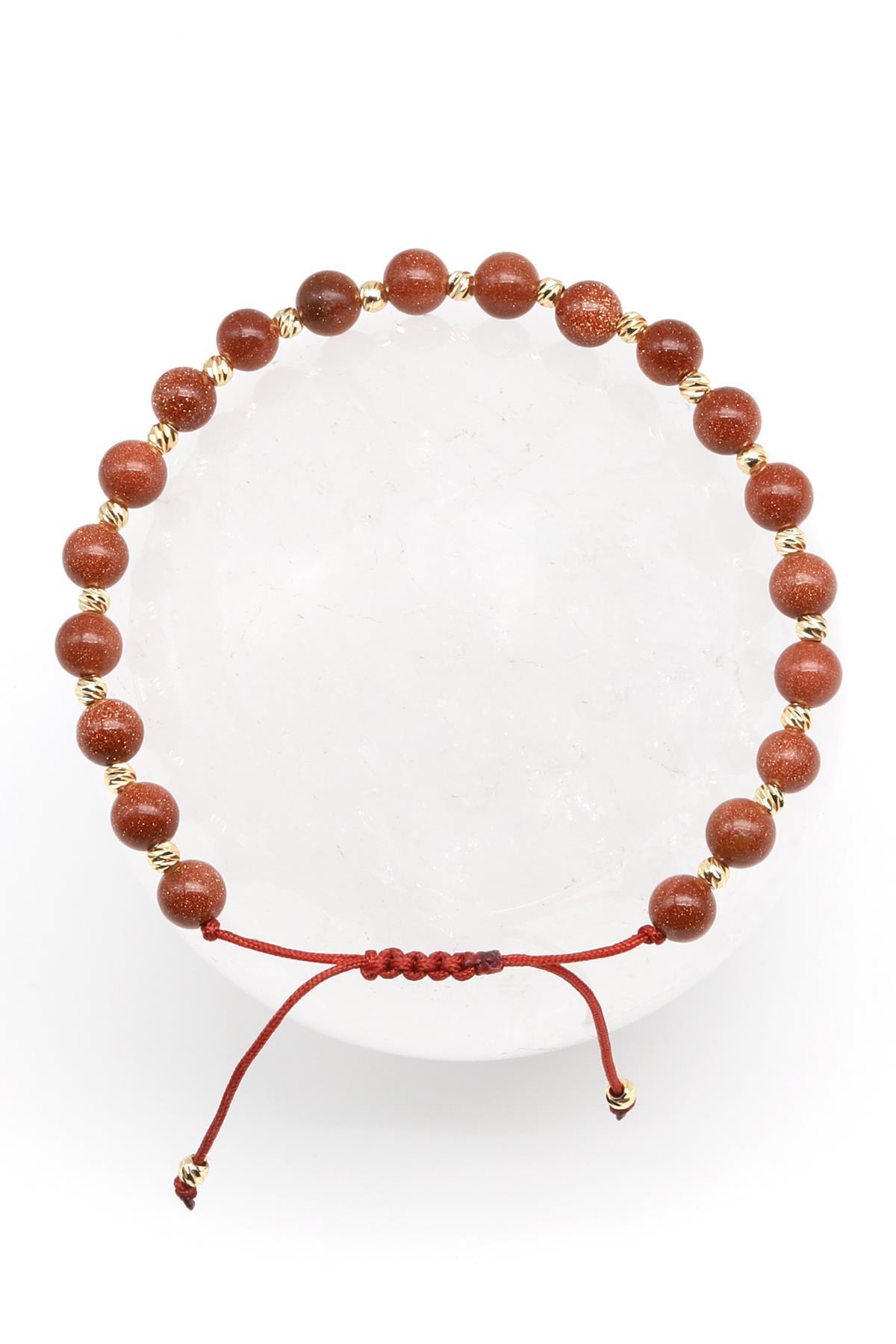 Yıldız Taşı Doğal Taş Makrome Örme Bileklik Küre Kesim