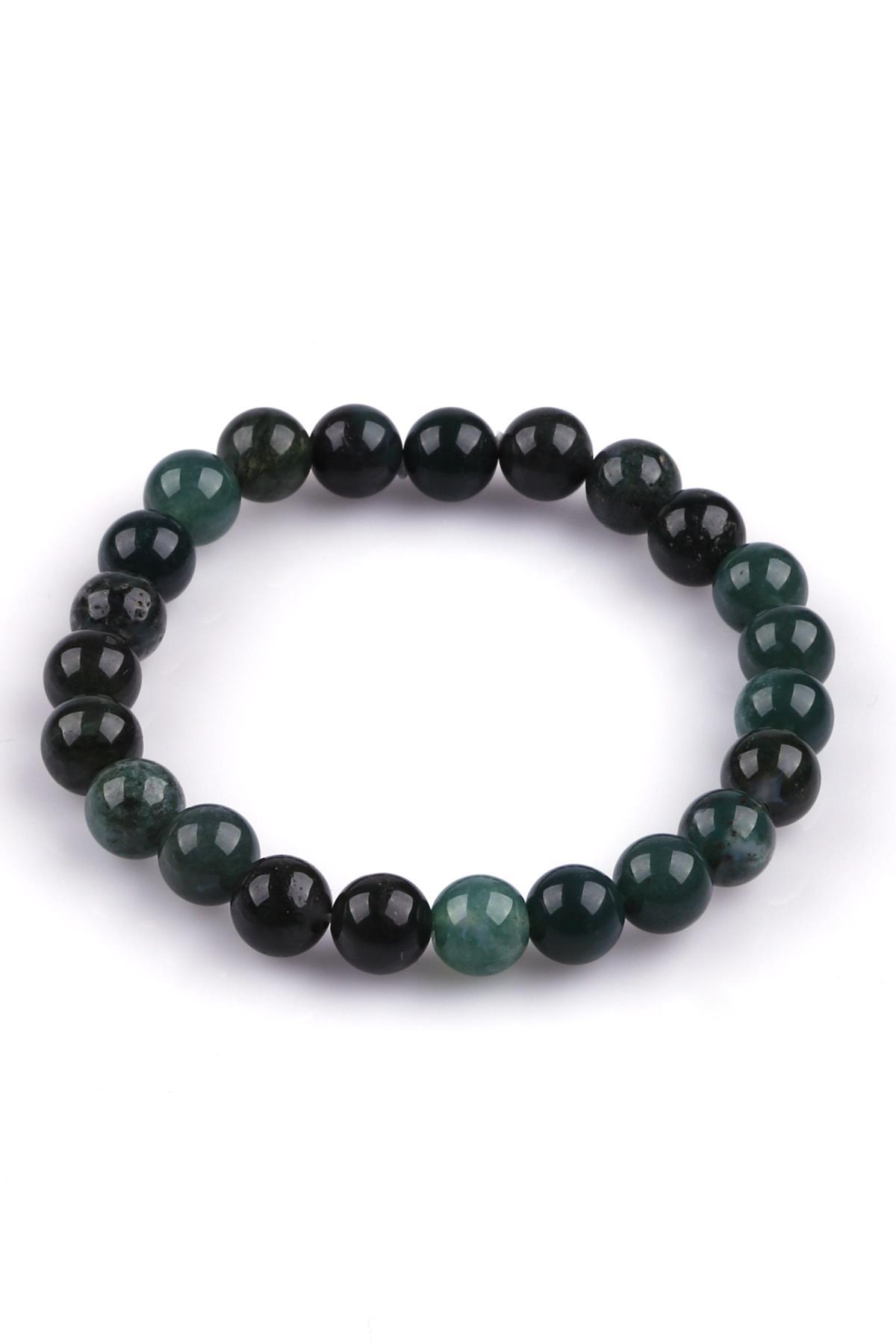 Yosun Akik Doğal Taş Bileklik 8mm Küre Kesim